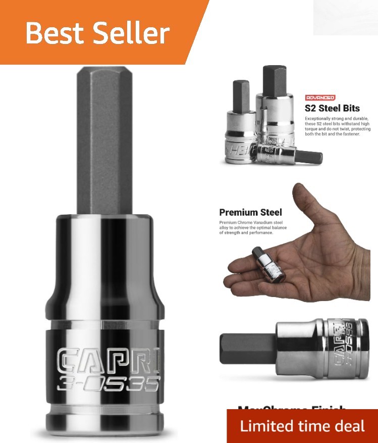 High Torque 1/4 Inch Drive Hex Bit Socket, 5 mm, S2 Steel Construction