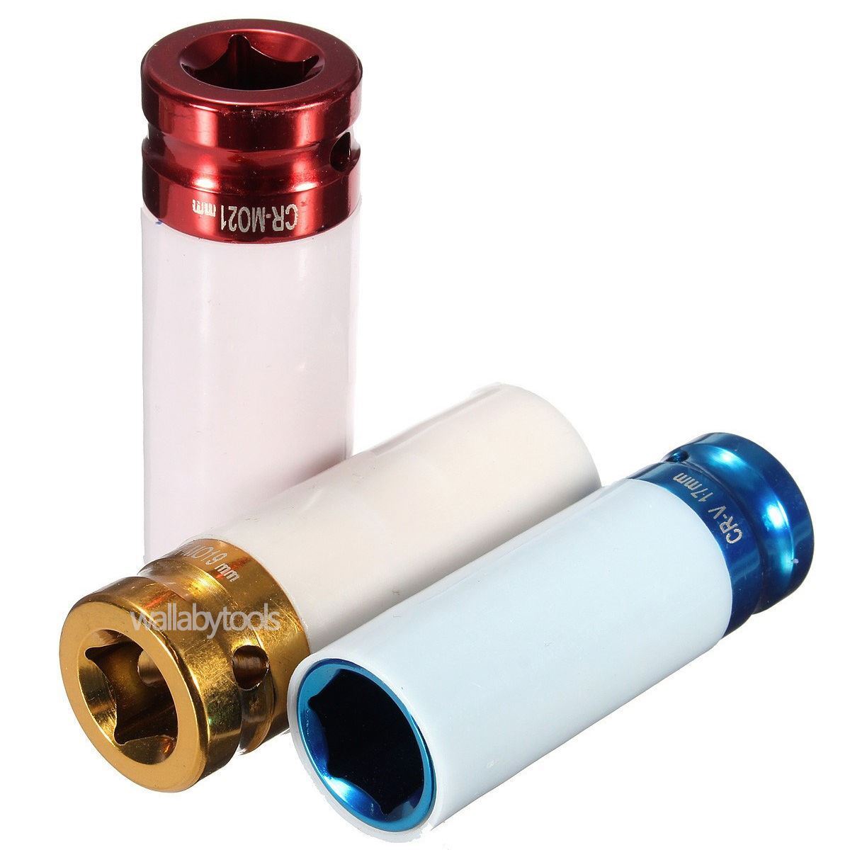 3Pc Thin Wall Wheel Lug Nut Deep Impact Socket 1/2″ Drive Set 17mm 19mm 21mm