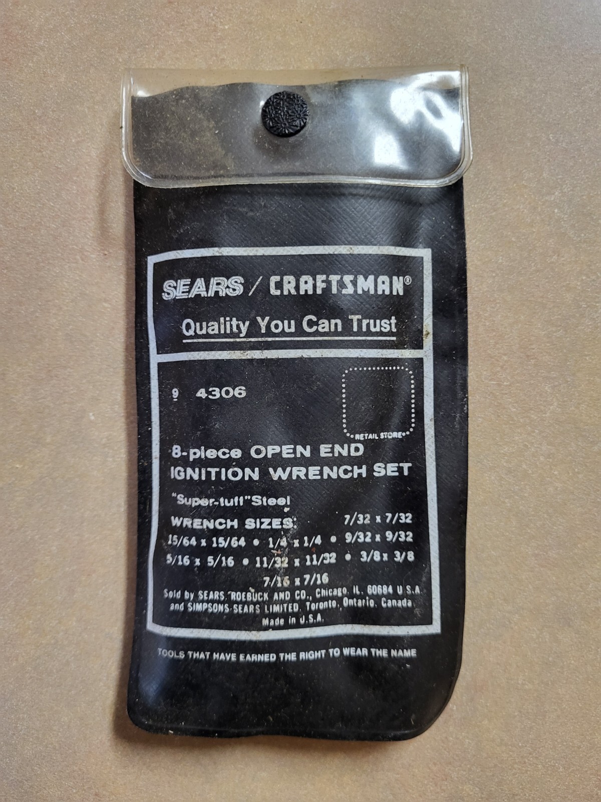 CRAFTSMAN #4306 SAE Open End 8pc Ignition Wrench Set – 7/32″ – 7/16″ – USA
