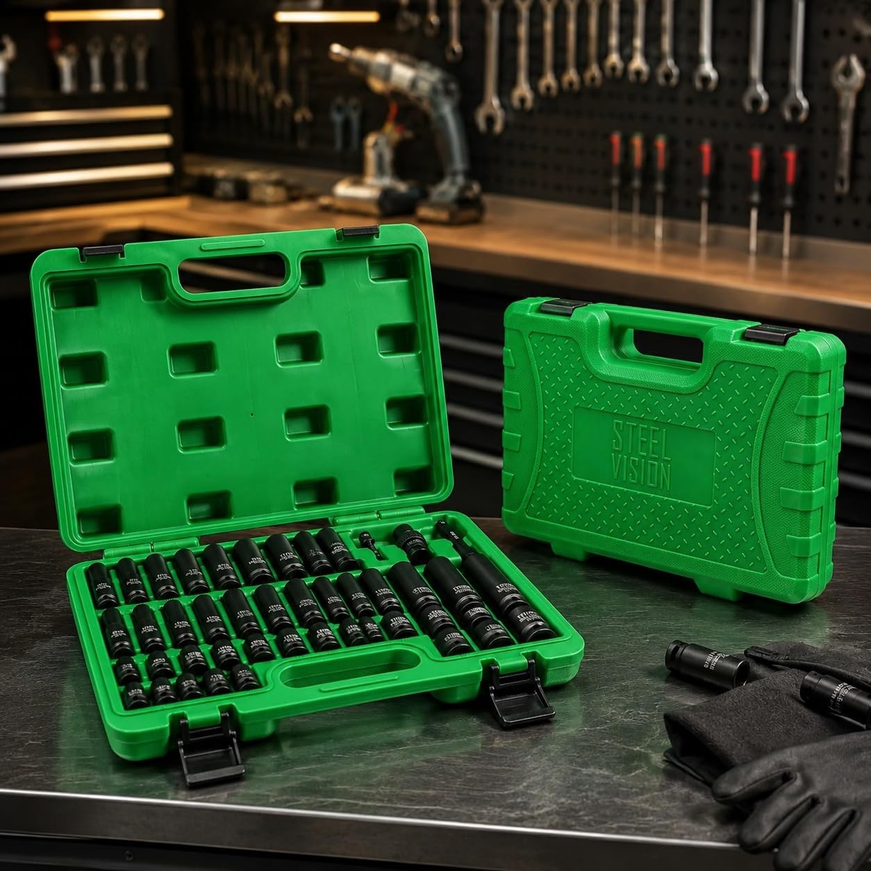 43-Pc Impact Socket Set – SAE & Metric 6-Point Deep/Shallow, Chrome-Moly Steel,