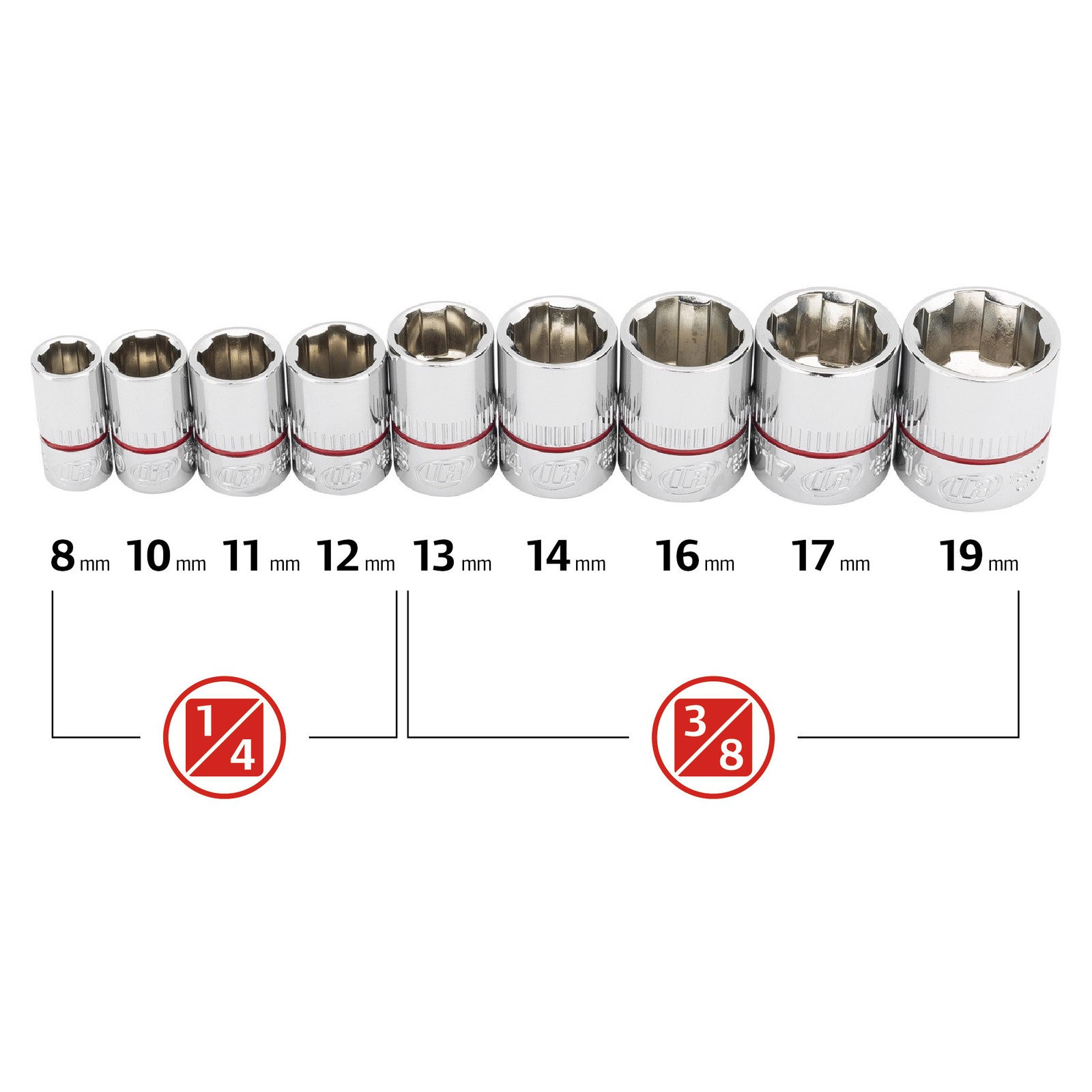 Ingersoll Rand 9 Piece Tech Solutions Metric Non-Slip Socket Set – 752039X