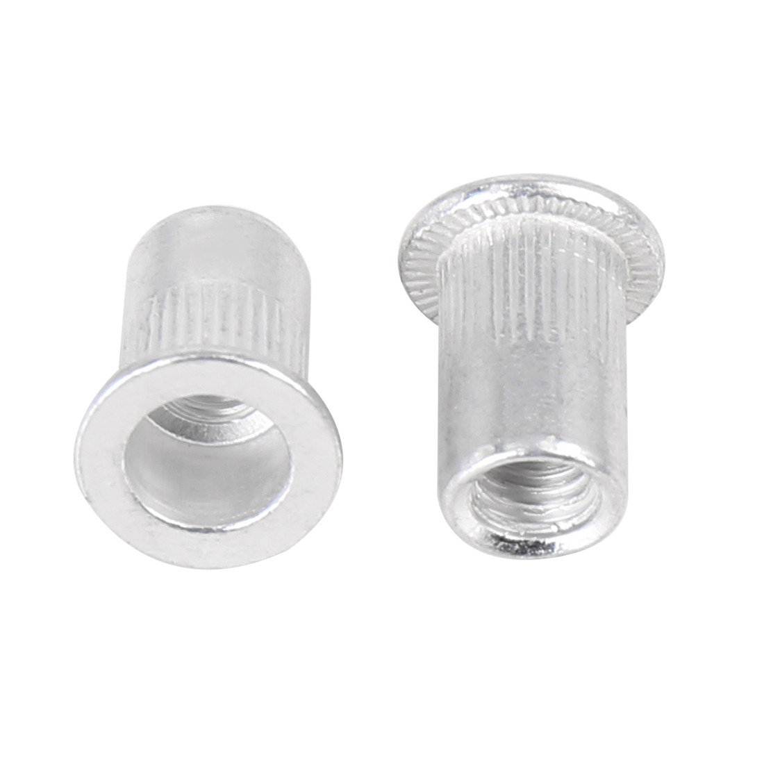 110 Pcs M6 Silver Tone Aluminum Alloy Car Flat Head Rivet Nut Threaded Insert