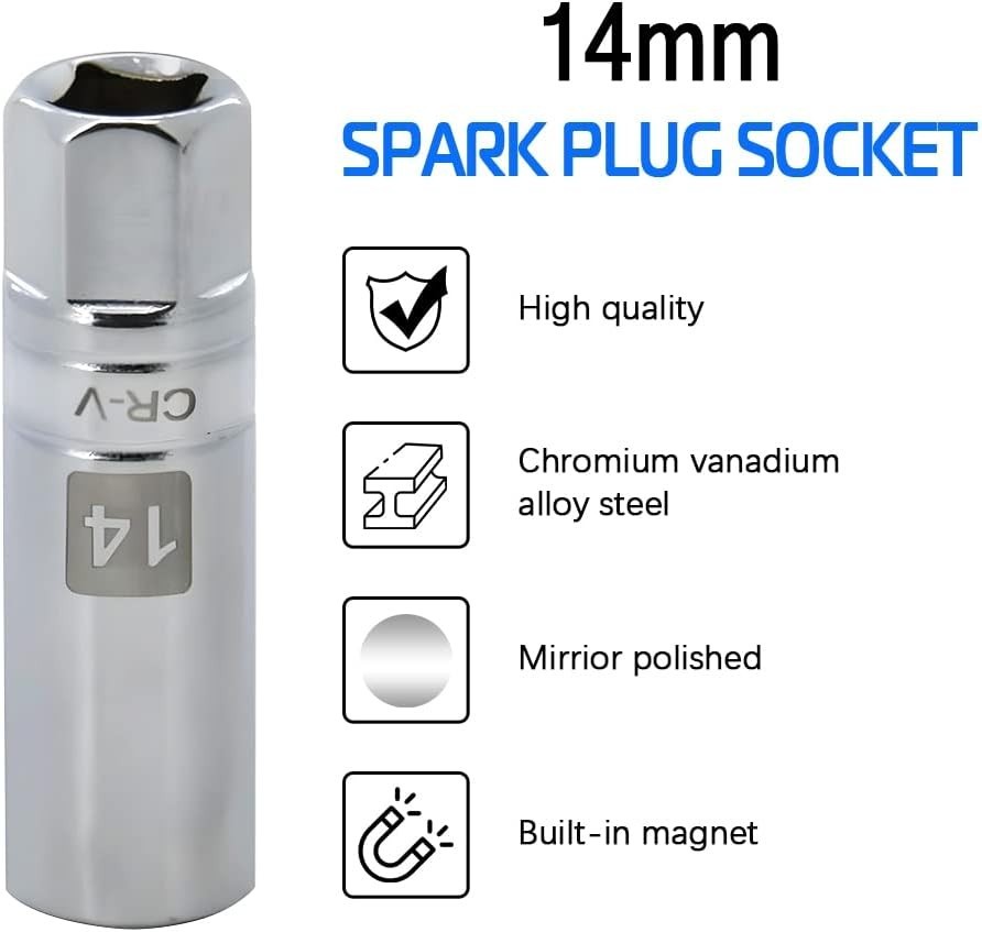 14mm Thin Wall Magnetic Spark Plug Socket 3/8 Inch Drive 12-Point Spark Plug …