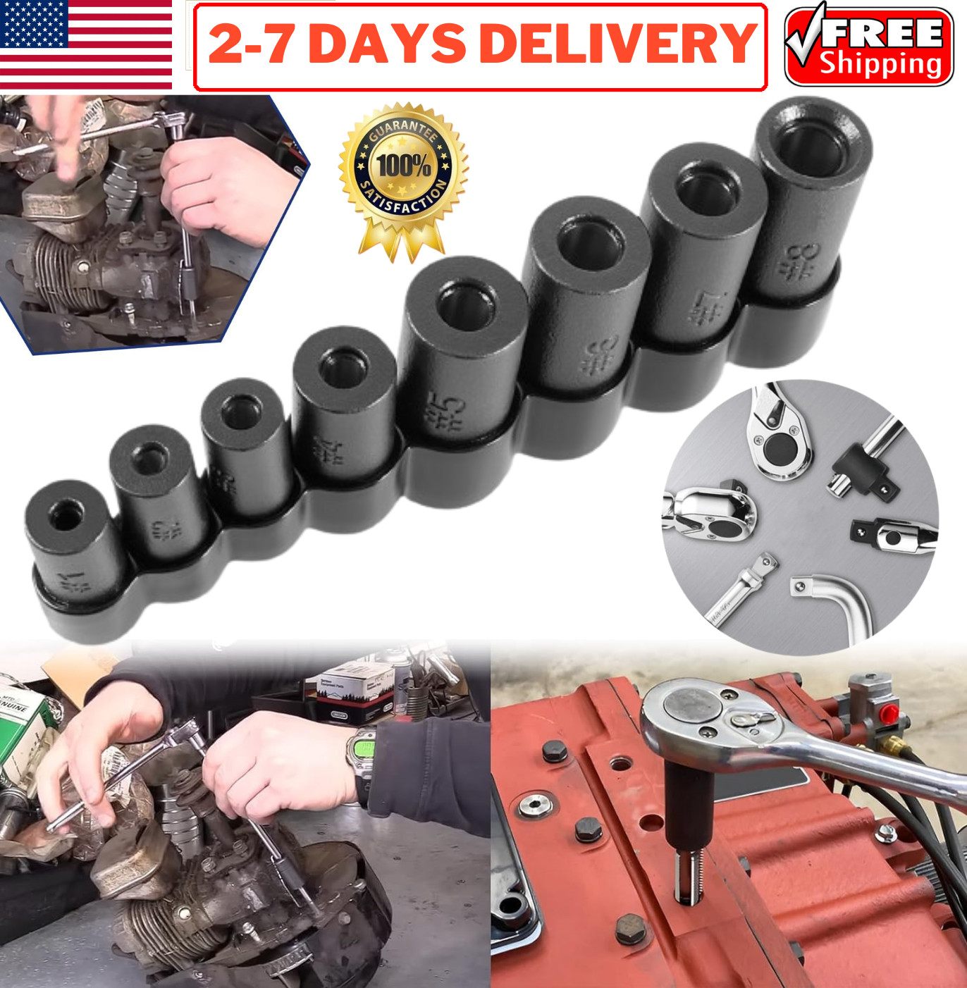 70500 Tap Socket Wrench Set for 1/4″ 3/8″ Drive Fit MCTI Thru 1/2″ 1/8″ NPT Taps