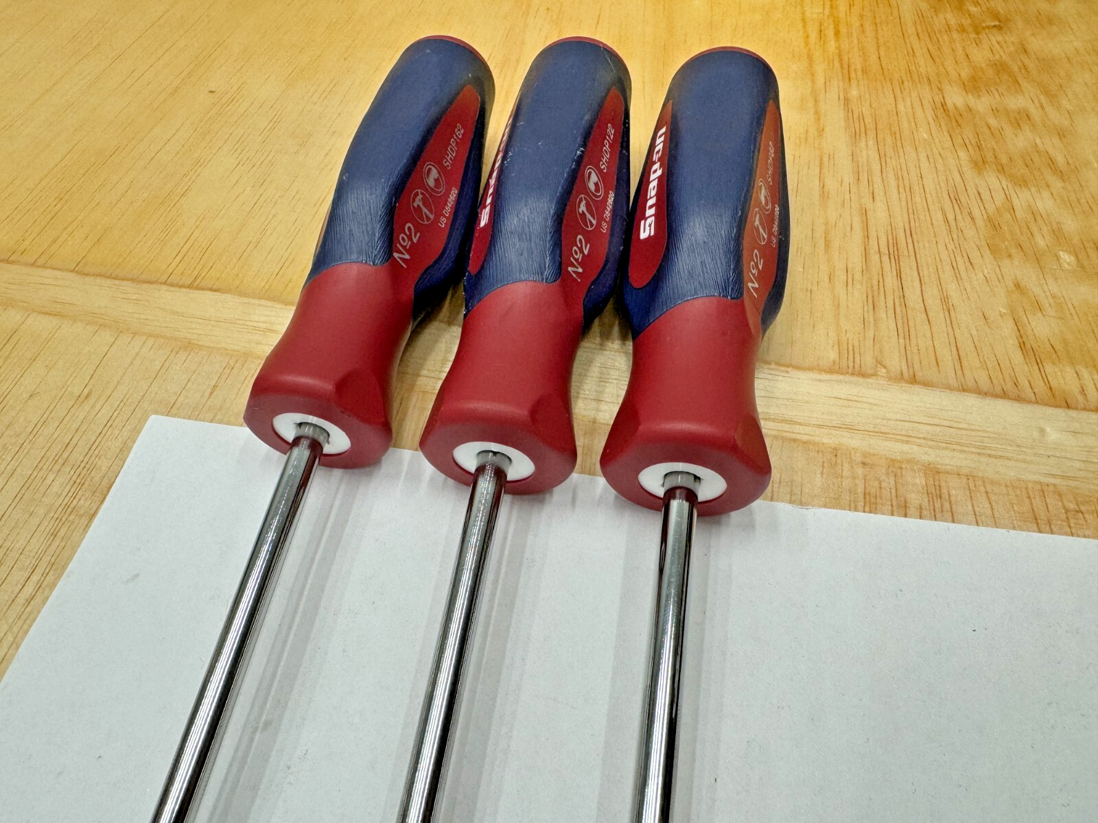 Snap-on Tools 3pc Instinct Hard Grip ALL P2 LONG Screwdrivers RED WHITE BLUE RWB