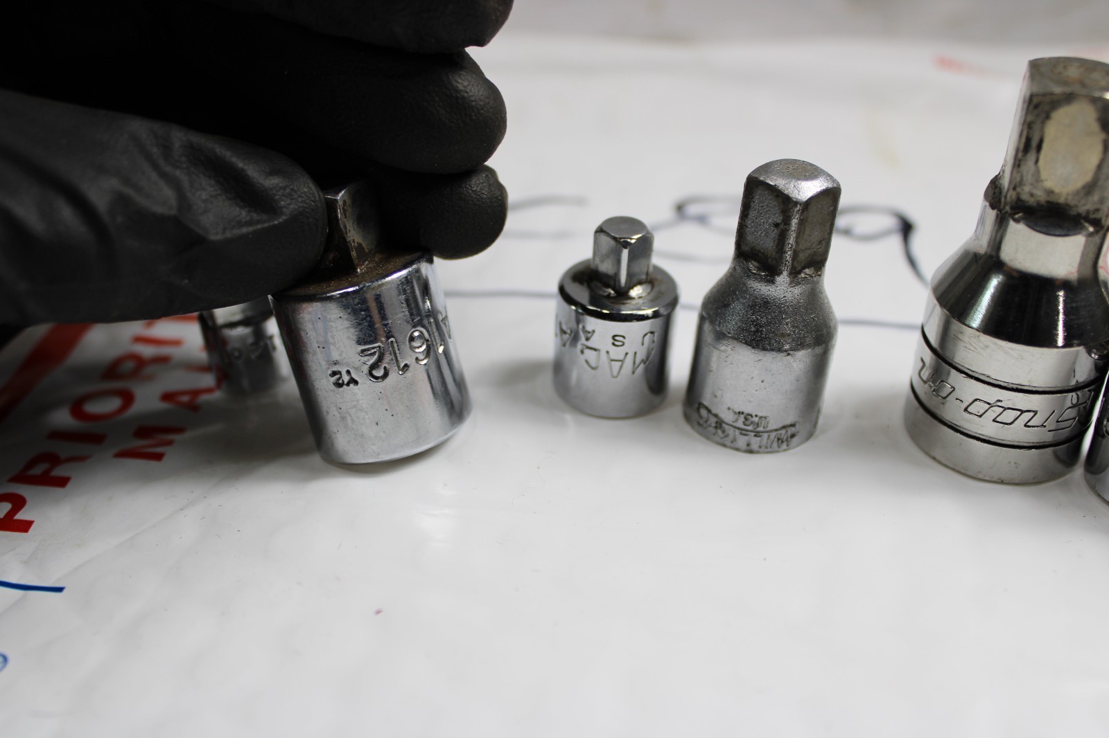 7 Piece Mac and Snap on adaptor lot 3/8 1/2 1/4