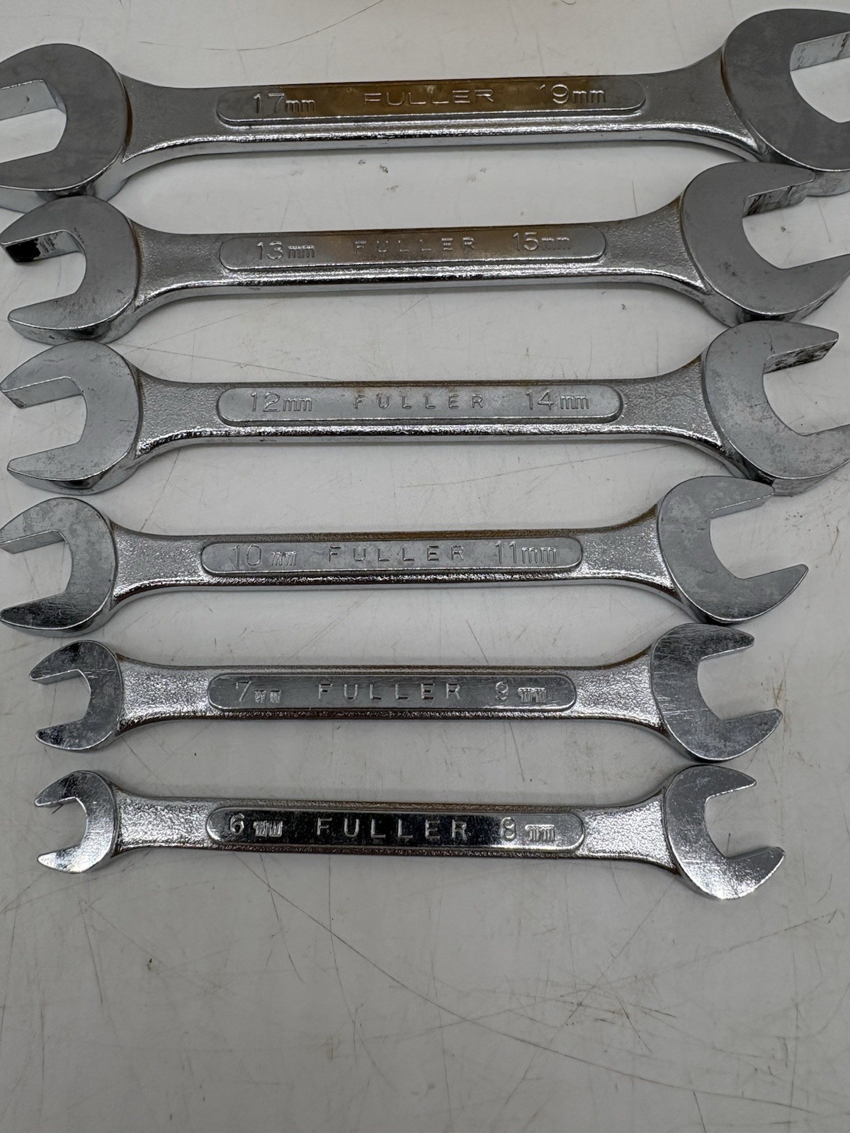 Vintage FULLER Metric Open End Wrench Set 6mm -19mm w/Storage Pouch Wrenches