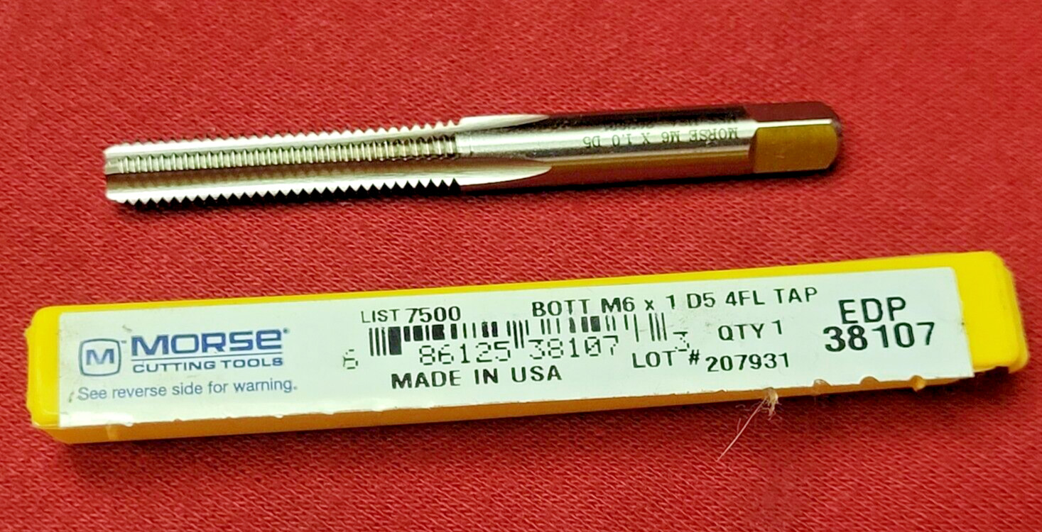 M6 x 1.0 D5 HSS Bottom Tap Morse MT3838107 4FL Hand USA 6MM