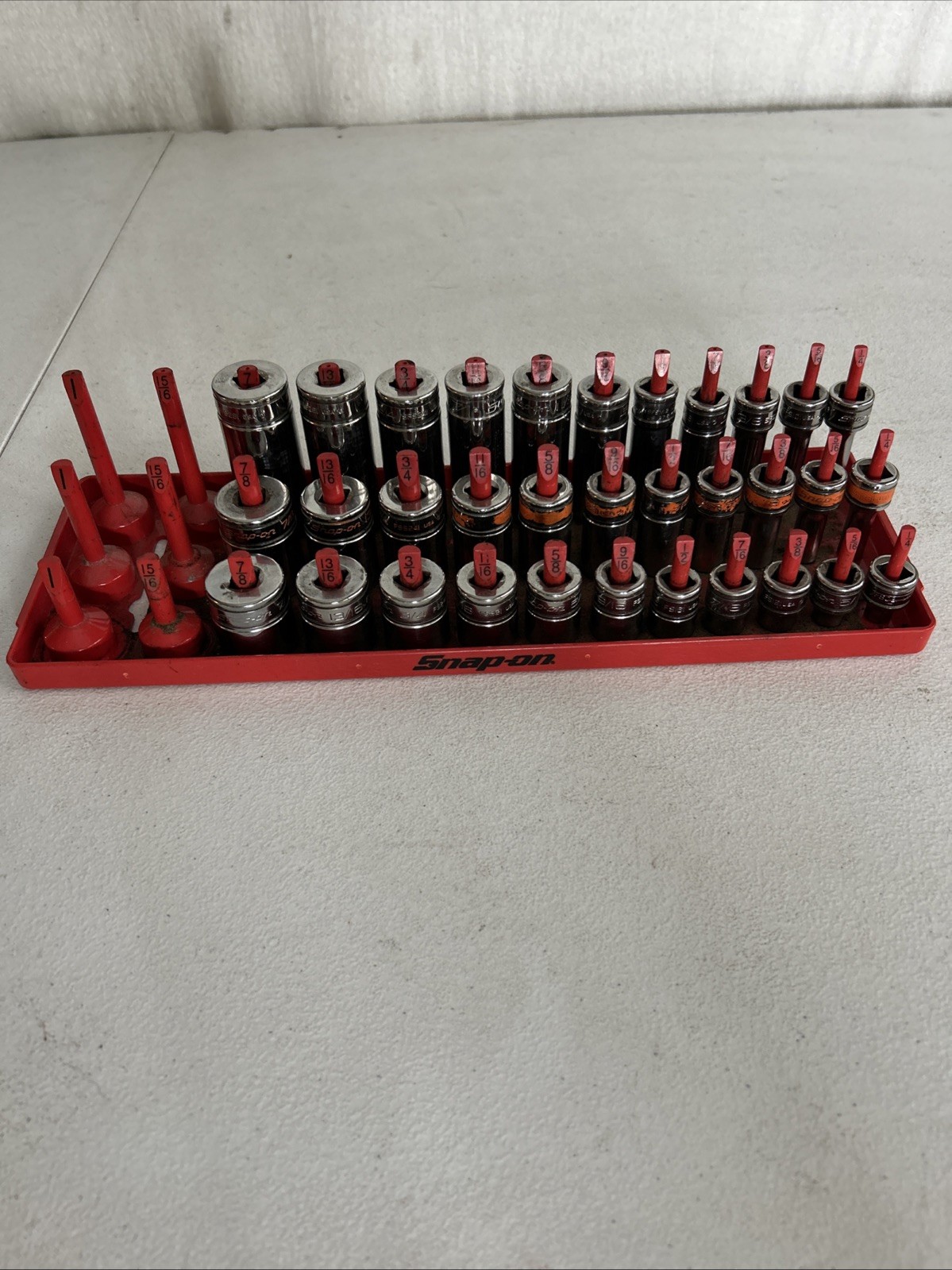 Snap-On Socket Set 7/8 Thru 1/4 sockets of three different depths ￼￼Three Sizes