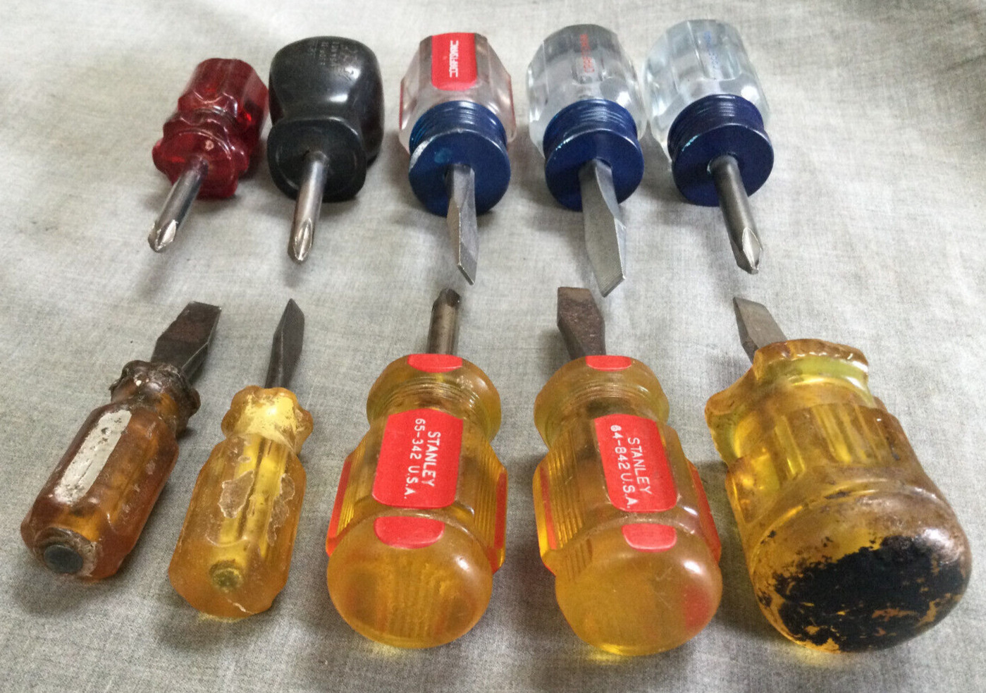 Vintage Stubby Screwdriver Lot Of 10 – Craftsman Stanley Snap-On Fuller