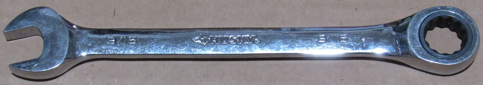 HUSKY TOOLS, 9/16″ SAE, OPEN/BOX END RATCHETING WRENCH, 12 PT