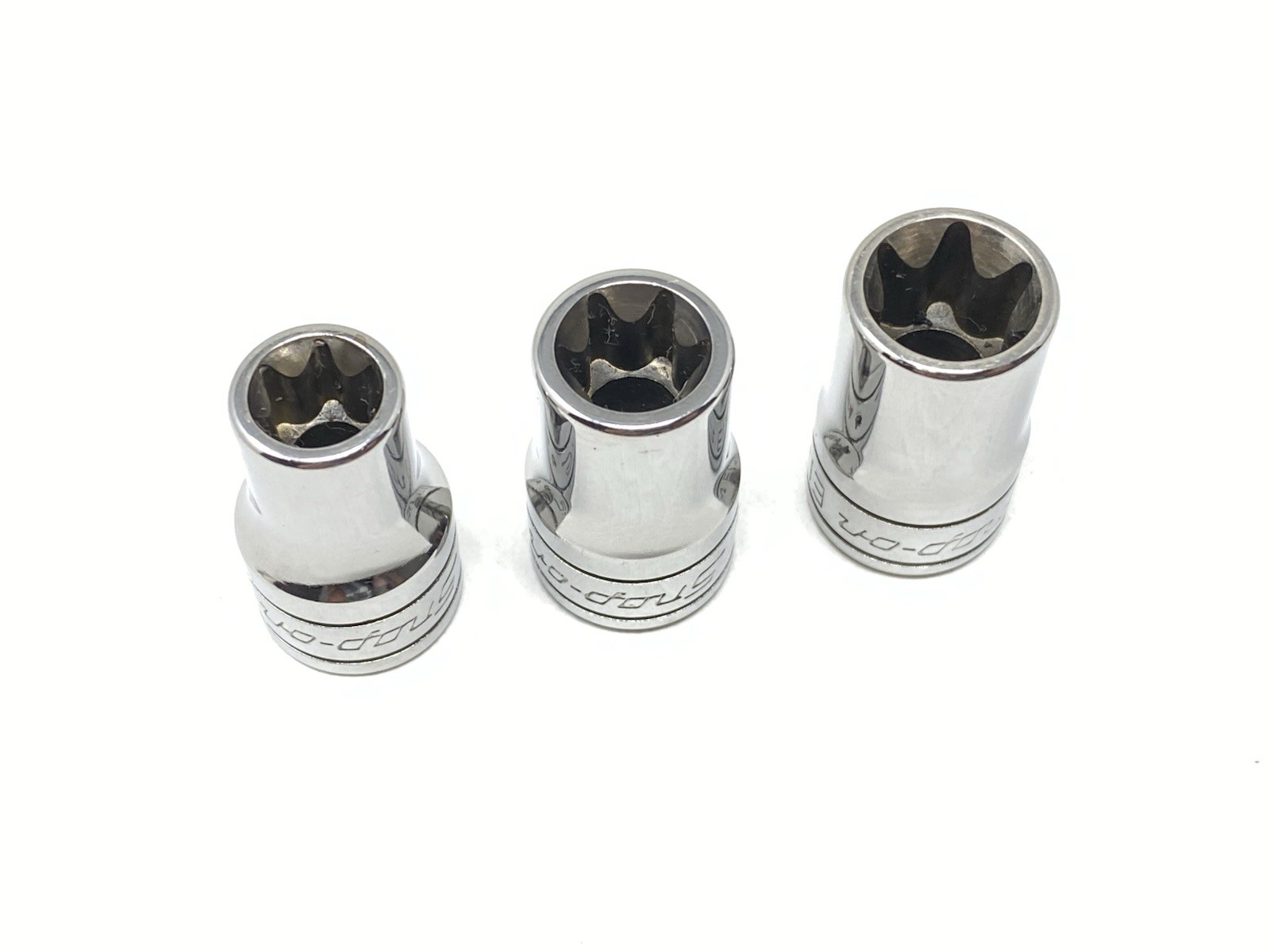 Snap-On Tools FLE Series 3/8″ Drive 10, 12, 14 Inverted E TORX Chrome Sockets