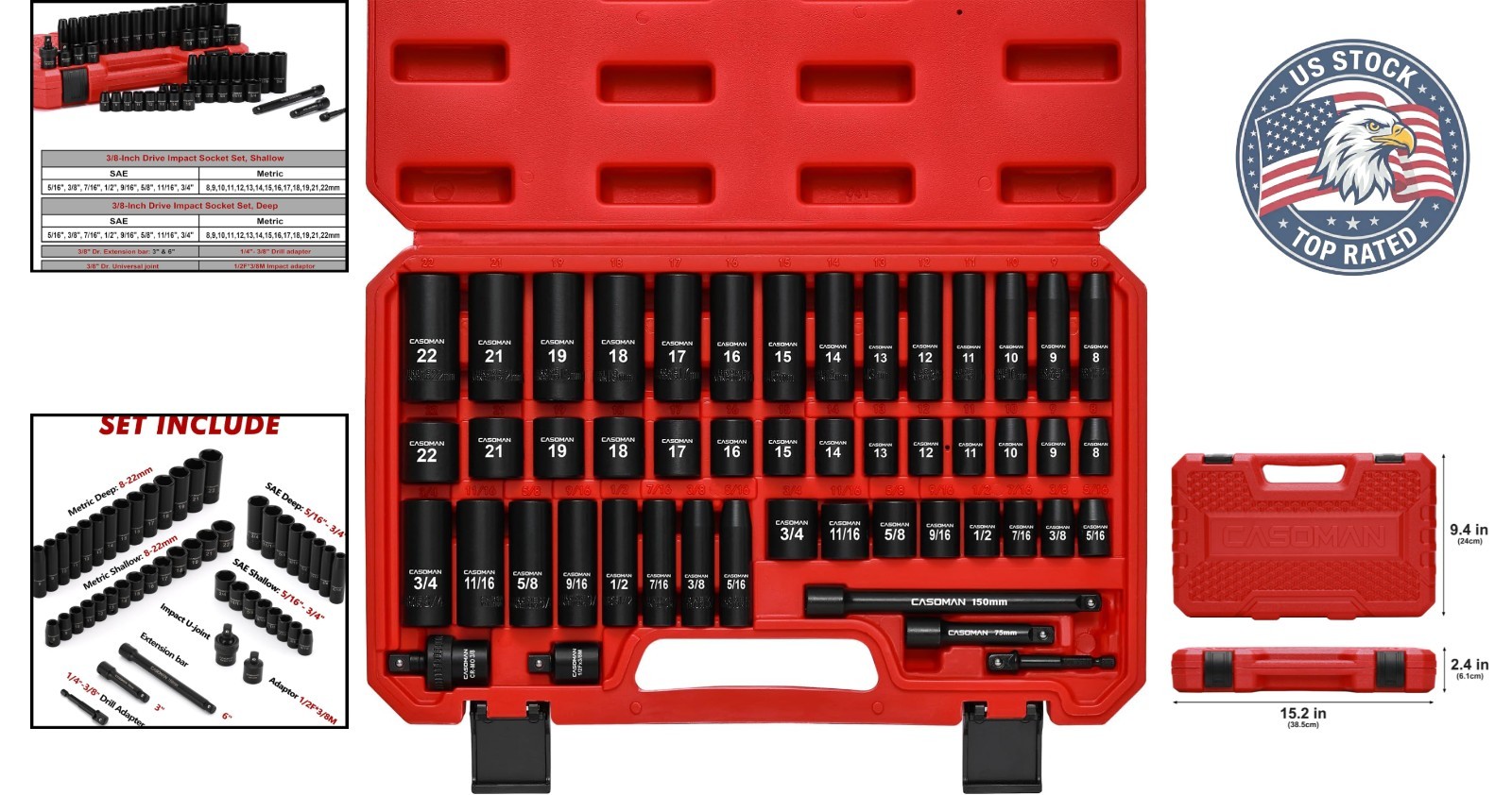 Versatile 3/8″ Drive Impact Socket Set – 49 Pieces in Chrome Vanadium Steel