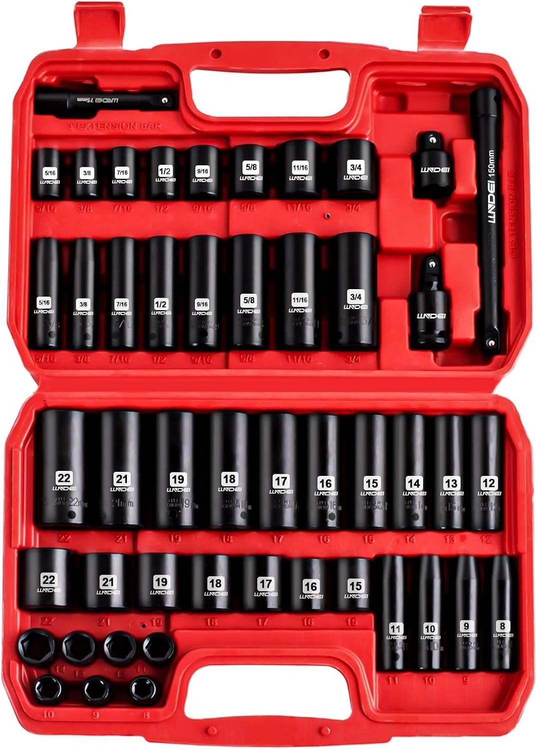 Chrome Vanadium Steel 3/8″ Drive Impact Socket Set