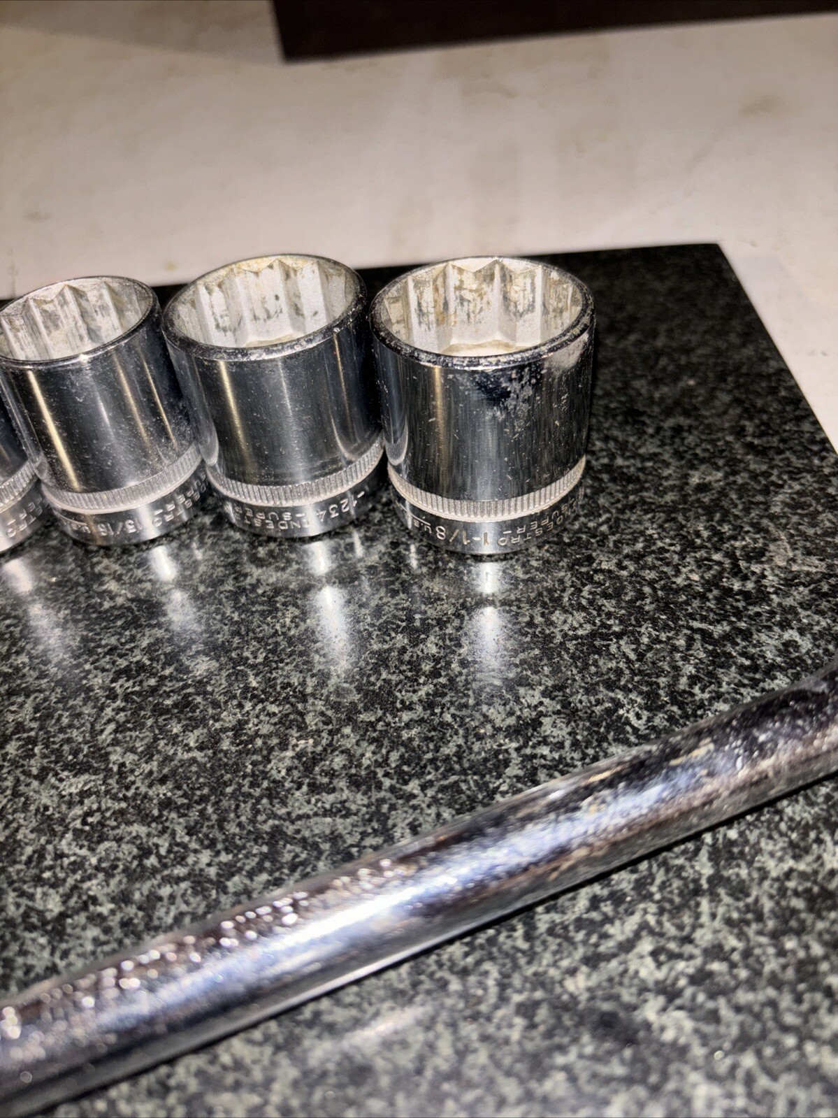 14 Piece Indestro Super 1/2” Drive Socket Set USA 7/16” To 1-1/8” Mint