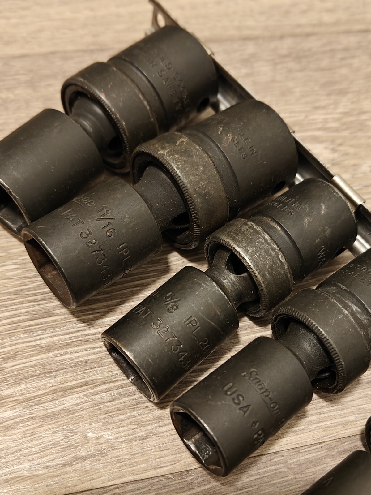 Snap On Tools USA 1/2 Drive SAE 5pc Impact Swivel Universal Socket Set Vintage