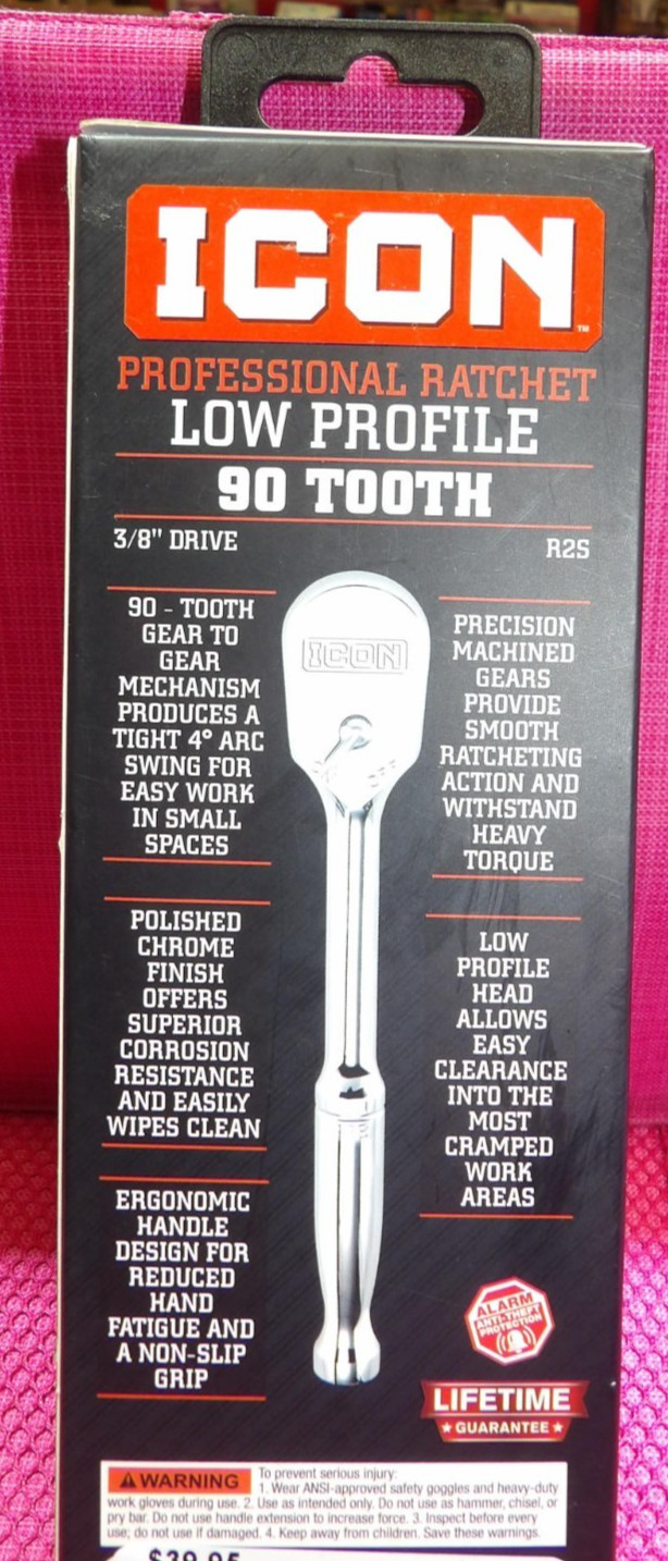 ICON Professional Low Profile 90 Tooth 3/8″ Drive Ratchet 56194 ~ NEW