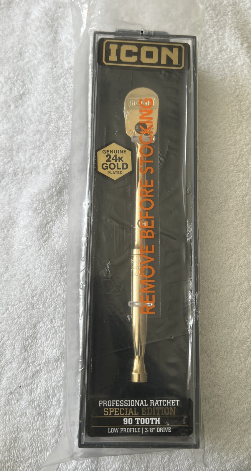 ICON Professional Ratchet 90 Tooth Low Profile 3/8 Inch Drive 24k Gold Plated