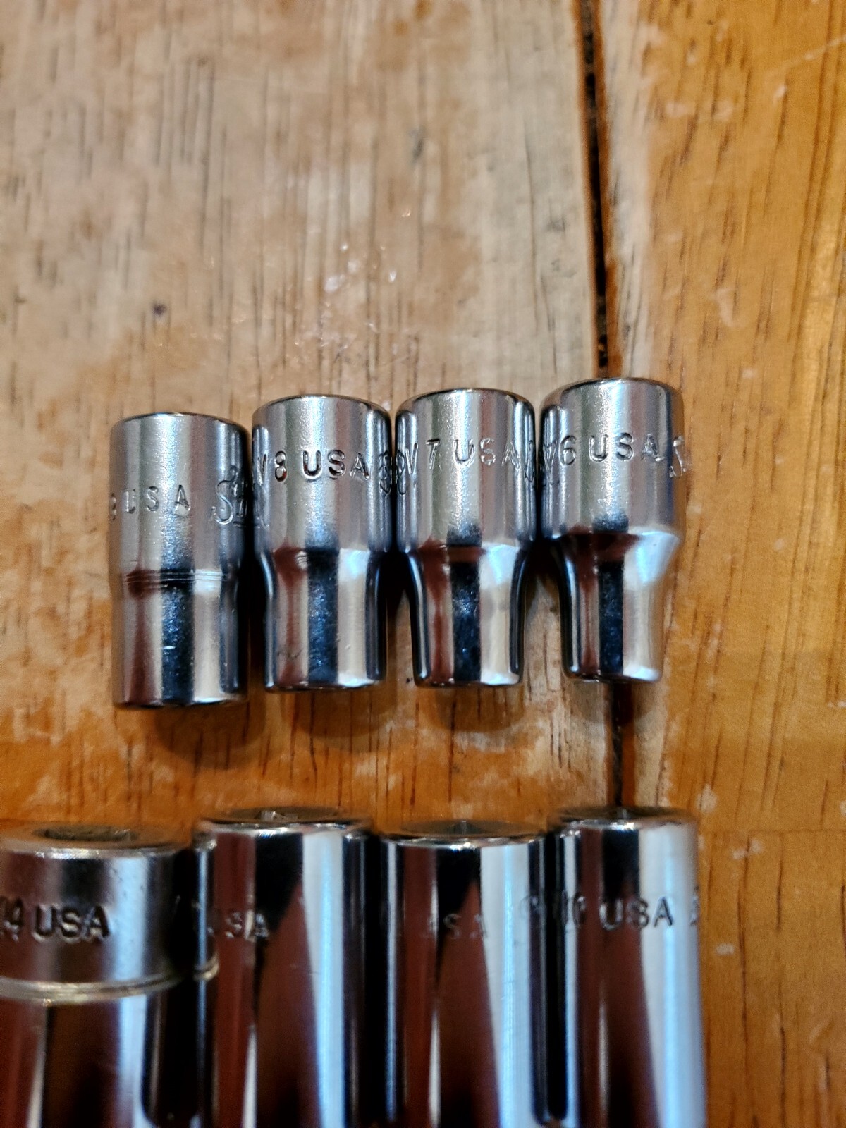 Snap On 1/4 Drive 3/16-7/16 6PT Shallow Sockets V Series Lot Of 8