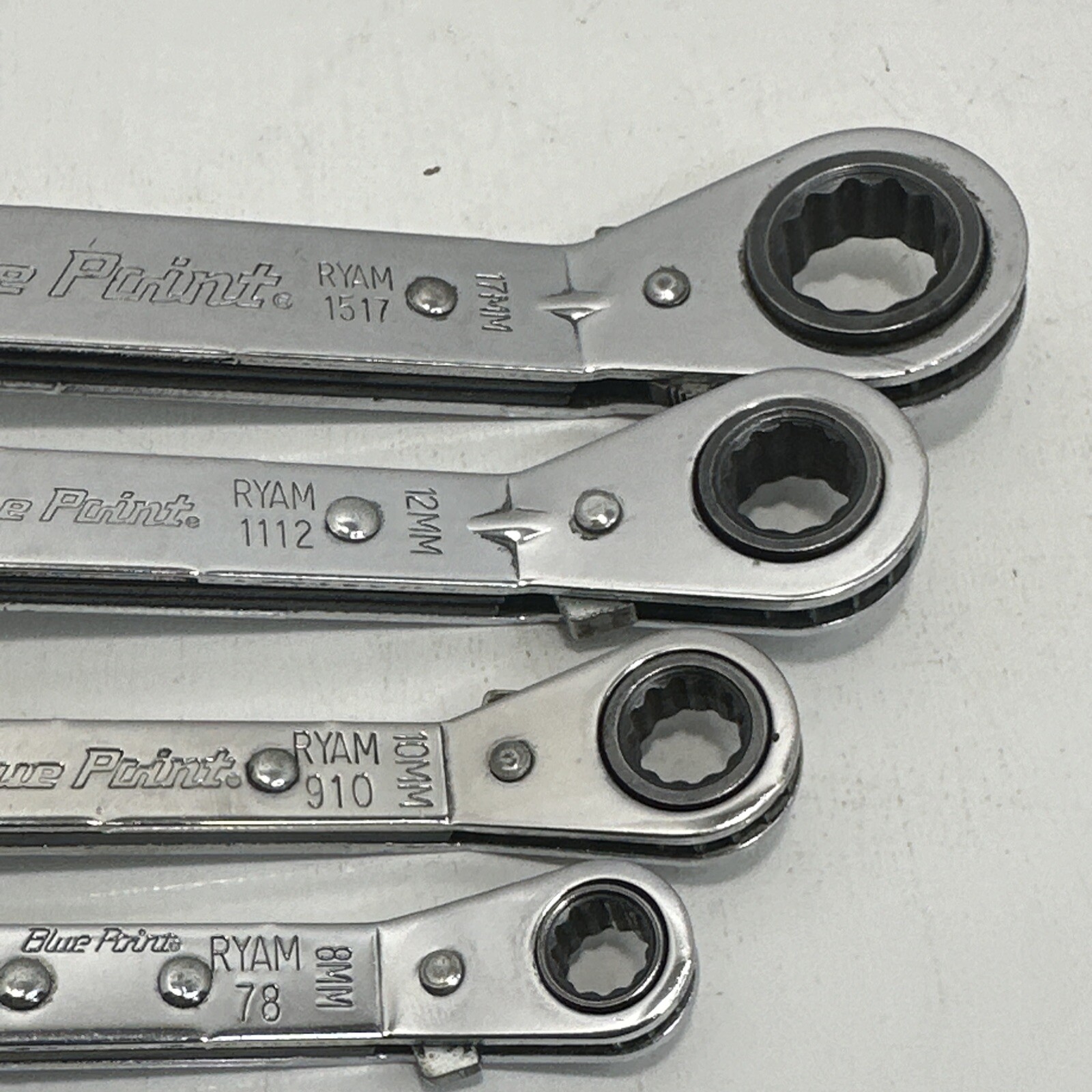 Blue-Point RYAM 4pc 25° offset ratcheting box wrench set EUC