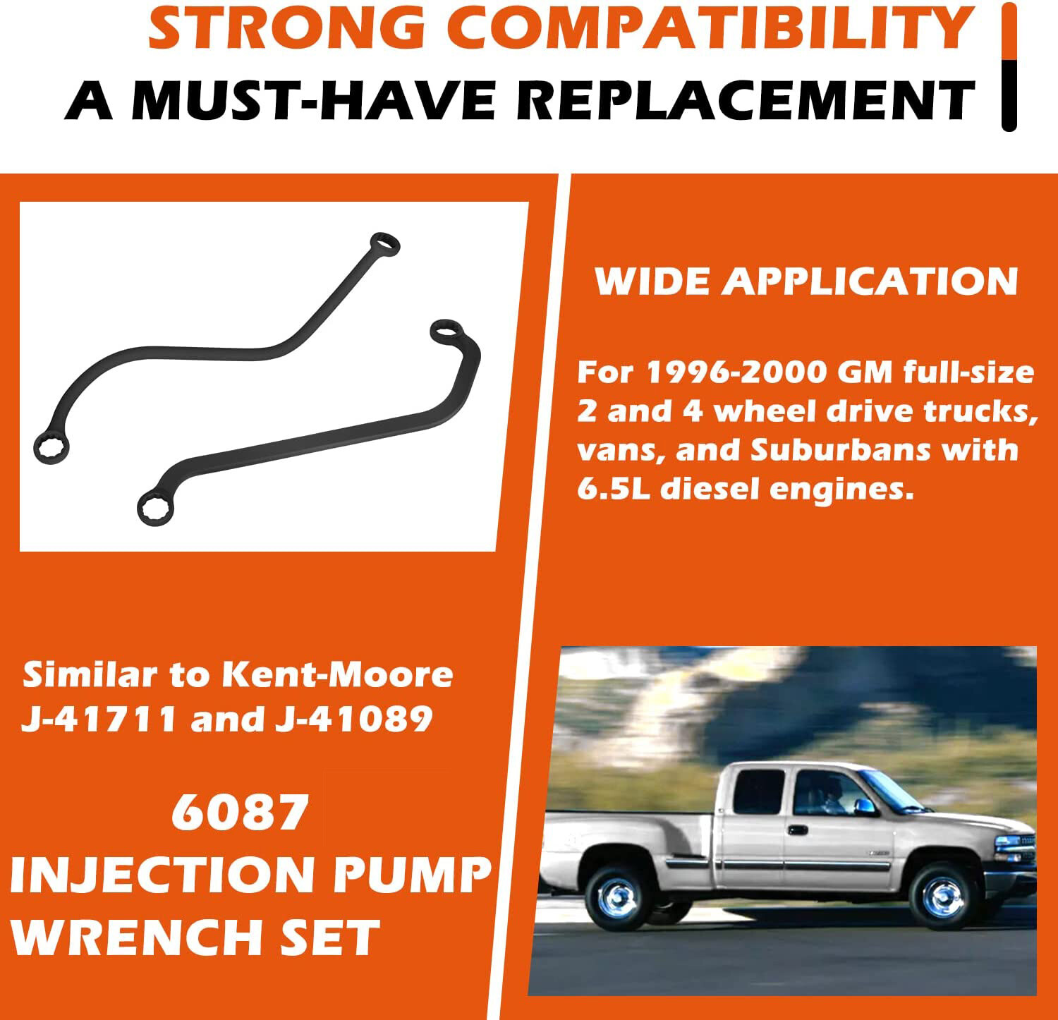 6087 GM Injection Pump Wrench Set for GM Full-Size 2/4WD Trucks/Vans/ Suburbans