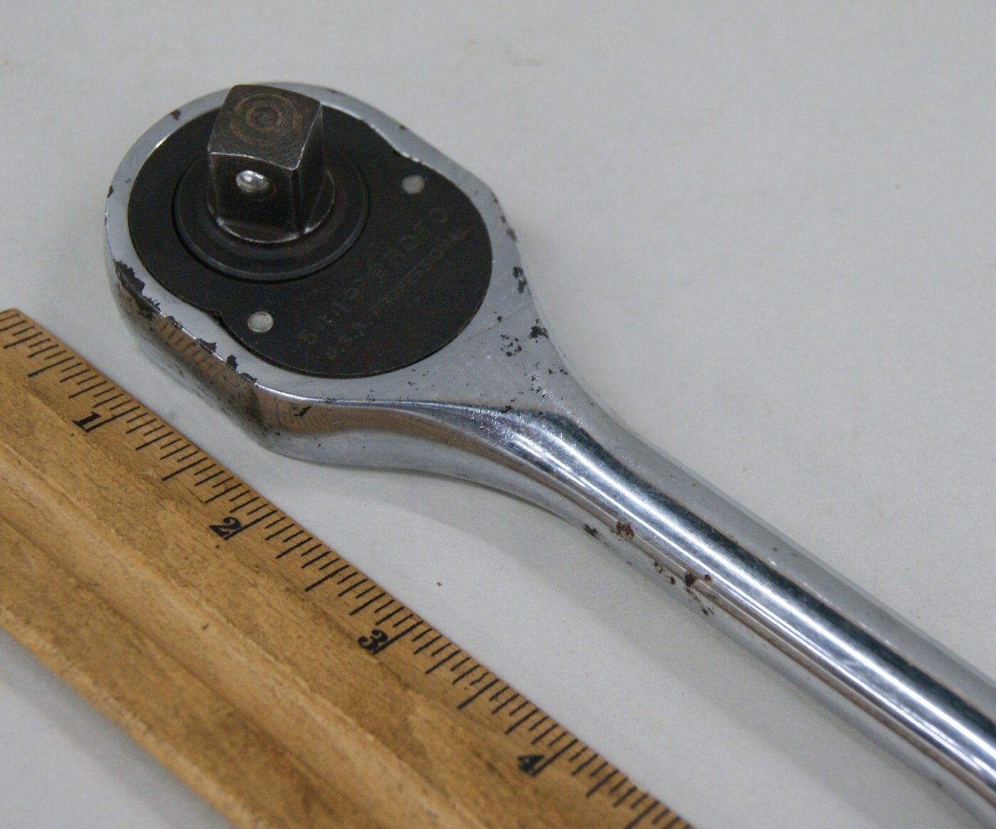 PROTO USA 1/2” Drive Chrome Pear Head Ratchet 10″ 5449. Knurled Handle, SM1478