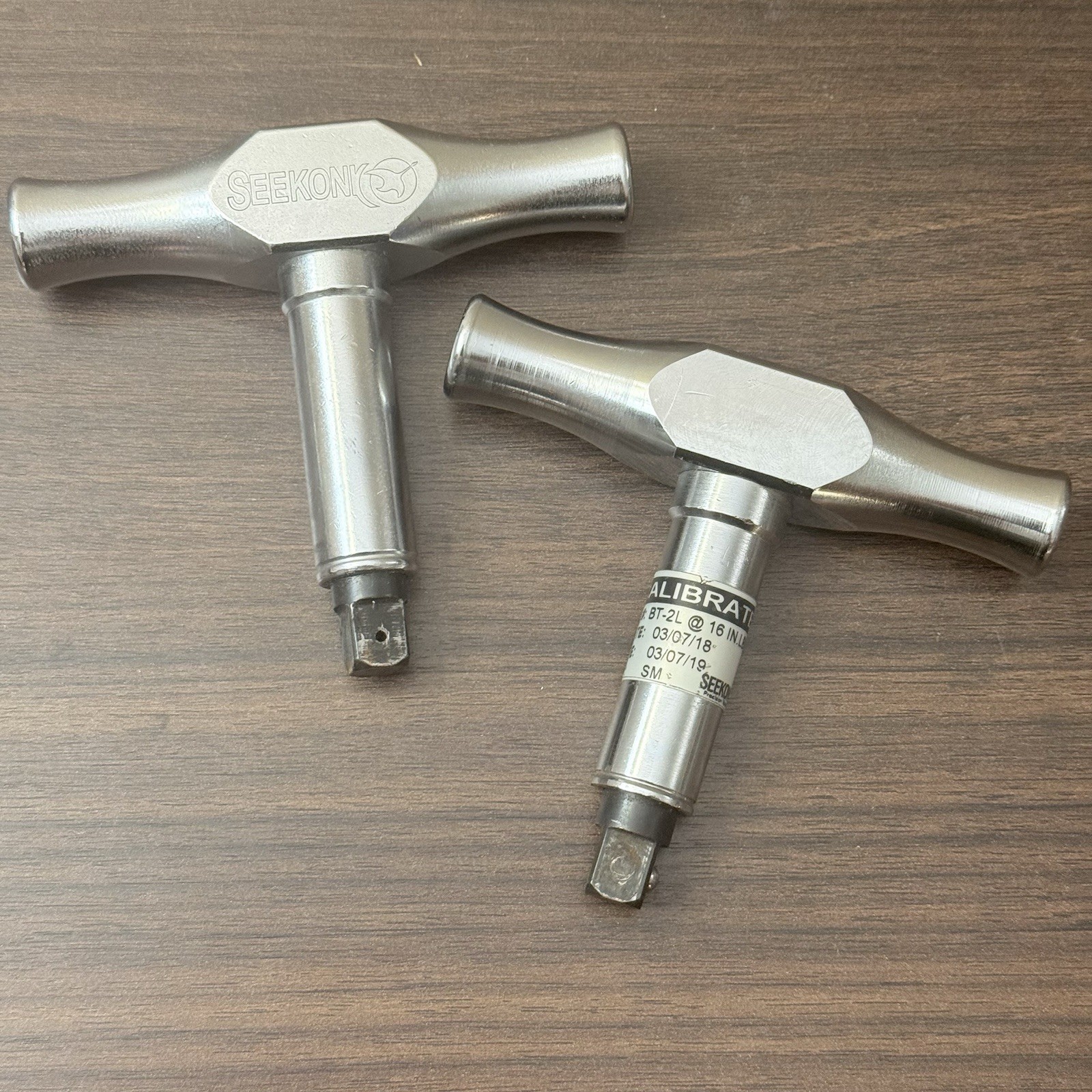 (2) Seekonk BT-2L T Handle Pre-Set Slip Type Torque Wrenches 3/8″ 20 & 16in/lbs