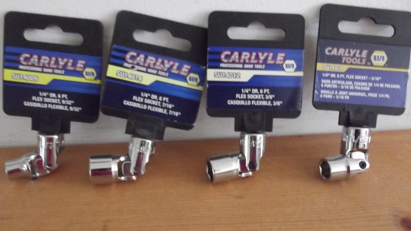 NAPA/CARLYLE 4pcs. 1/4″Dr. 6pt. FLEX Socket Set 3/8″, 7/16″, 9/32″ & 5/16″
