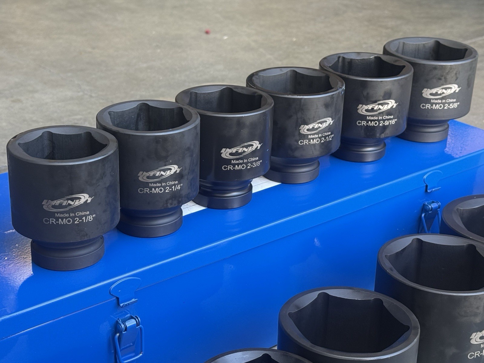 12pcs 1″ Drive 6 Point Jumbo Deep Impact Socket Set SAE 2-1/8″ ~ 3-1/2″ Cr-MO
