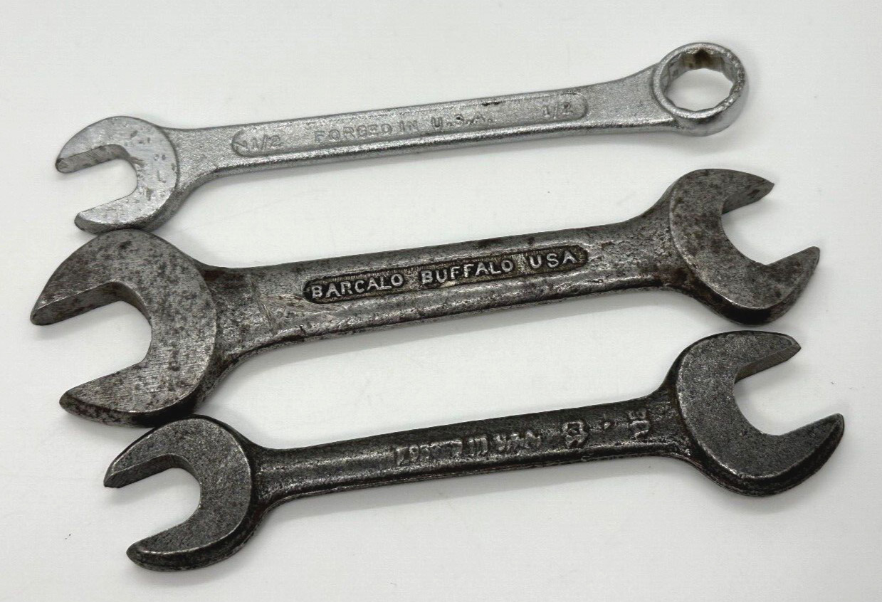 🇺🇸 Vintage USA Offset Open Combo Wrench Set Buffalo Barcalo Lot Antique Open