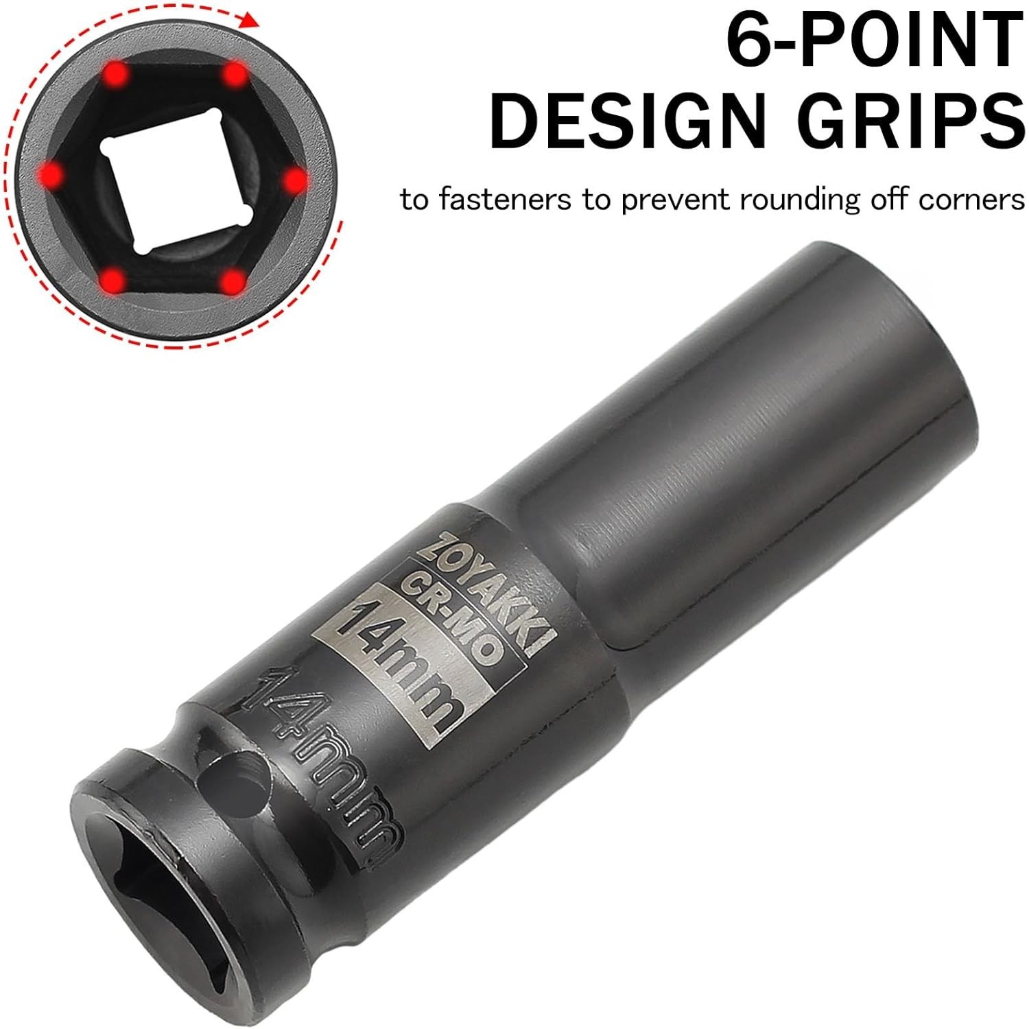 Hexagonal 1/2″ Drive 14mm Deep Socket – Chrome Moly Quality & Stability