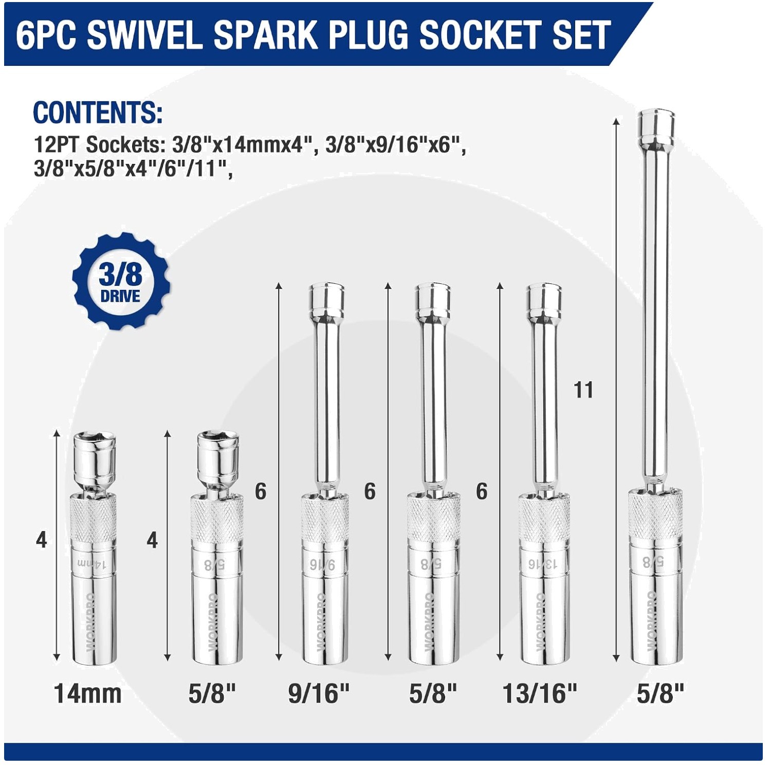 360° Swivel Spark Plug Sockets with Magnetic Core
