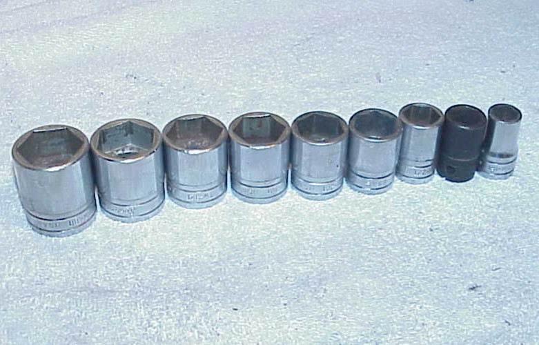 9 pcs Snap On 1/2” Drive Shallow Socket Set 6pt. 1-1/8″ – 1/2″ TW361 TW341 TW321