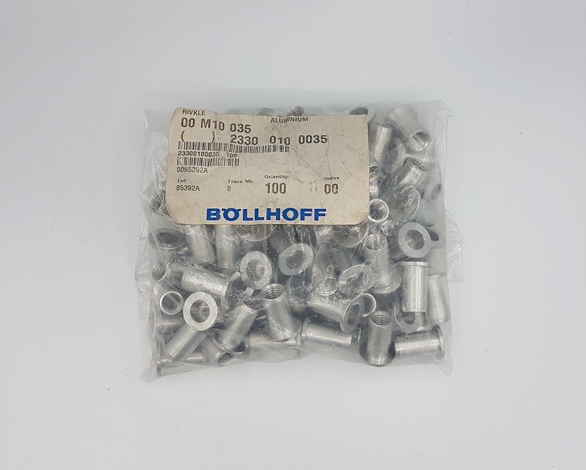 88x BÖLLHOFF RIVKLE Threaded Rivet Insert M10 X 35 Aluminum HELICOIL