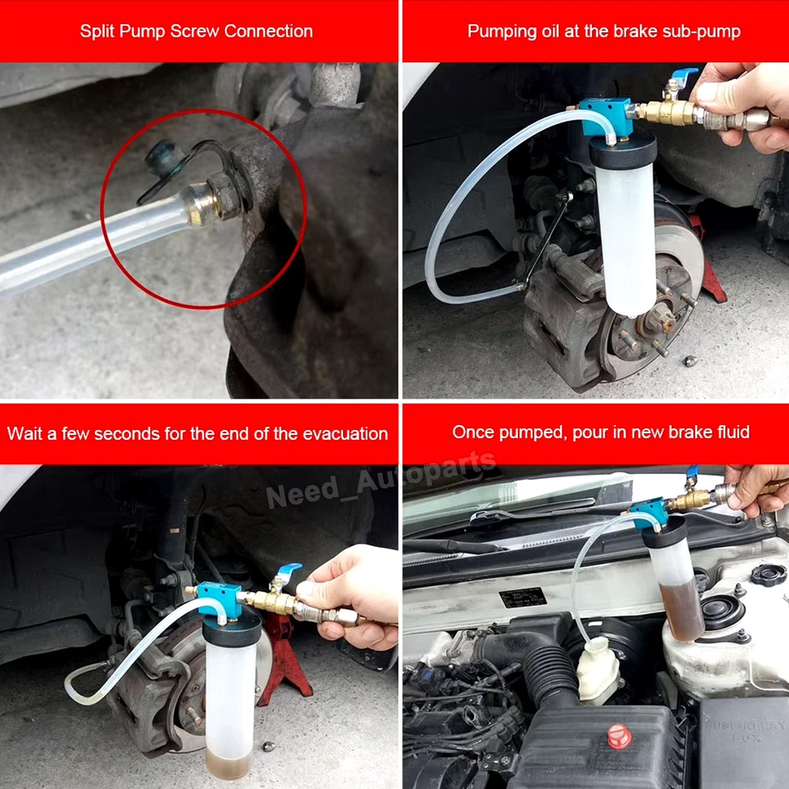 Car Vehicle Vacuum Brake Bleeder Tank Fluid Oil Change Pump Equipment Tool Set