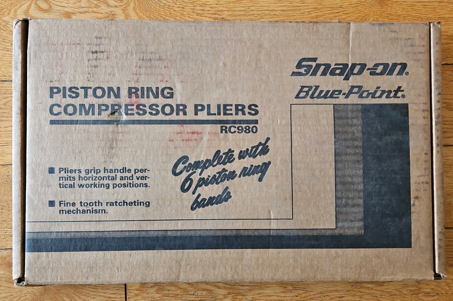 Snap On Blue Point RC980 Piston Ring Compressor Set Pliers w/ 6 Rings, MINT