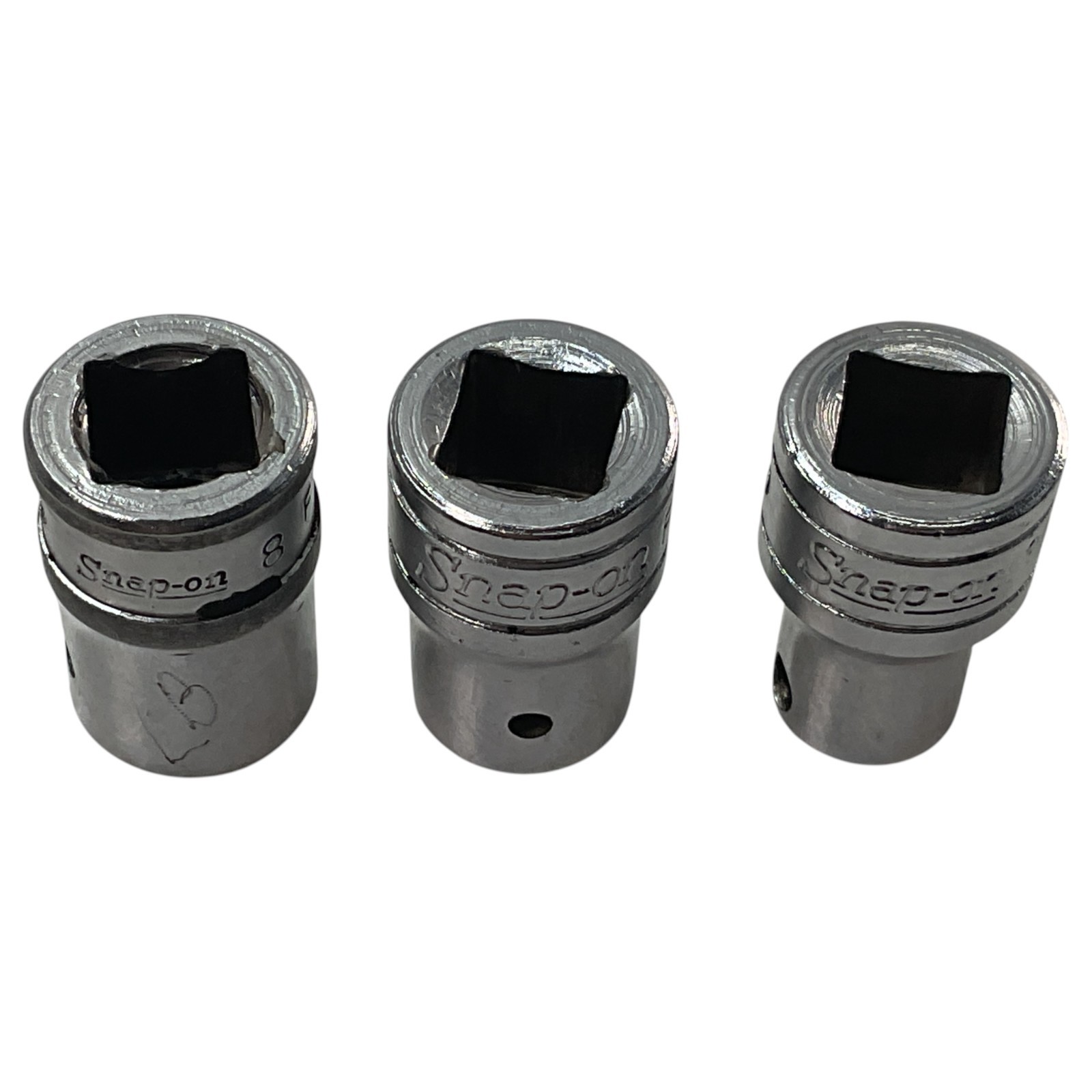 Snap-on 3 Pc Socket Driver Lot 3/8″ Drive FP32A FA4.5A FTSM8B Missing Bits AS IS