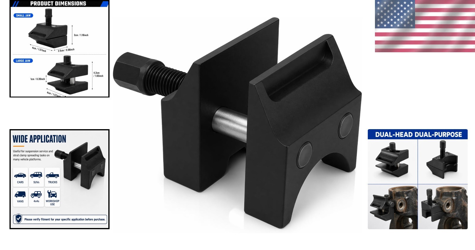 Dual-End Strut Spreader Tool for Efficient Suspension Repair across Major Brands