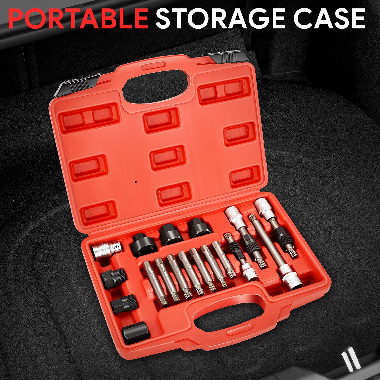 18Pcs Alternator Freewheel Pulley Removal Set Socket Bit Service Tool Kit w/Case