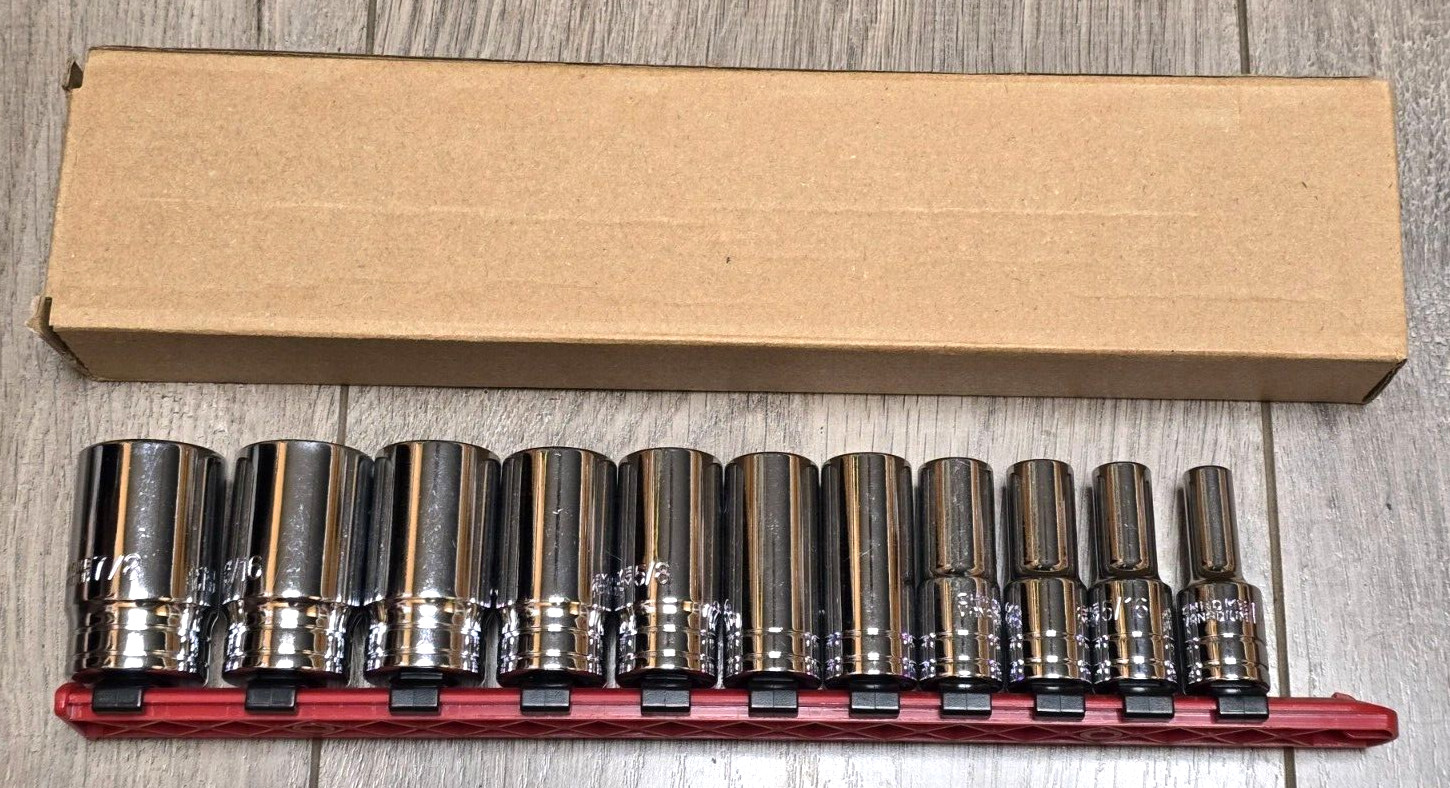 Casoman 11 Pc 3/8″ dr 6 Point Mid Length / Semi-Deep Socket Set, SAE 1/4 to 7/8