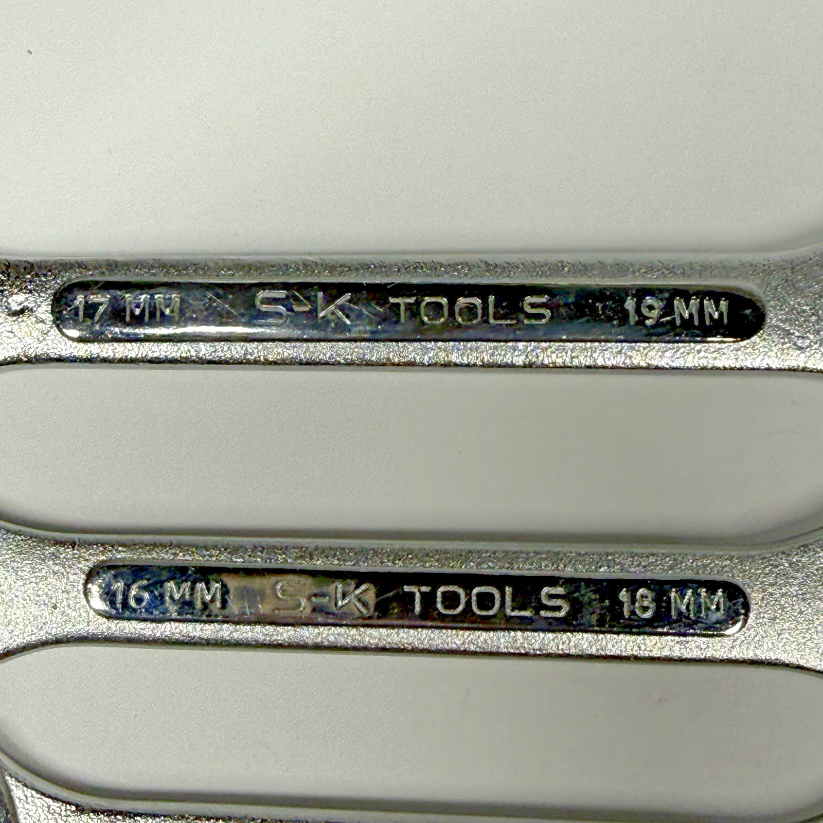 Vintage S-K Dresser 7 Pc Metric Open End Wrench Set 6mm-19mm USA In Green Case