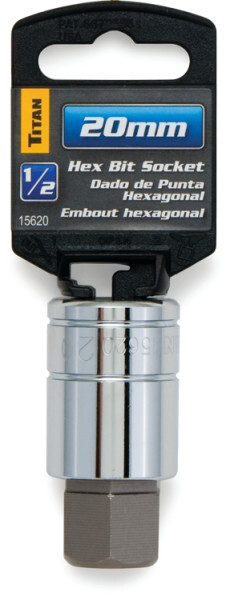 Titan 15620 1/2-Inch Drive x 20mm Hex Bit Socket – 20 mm