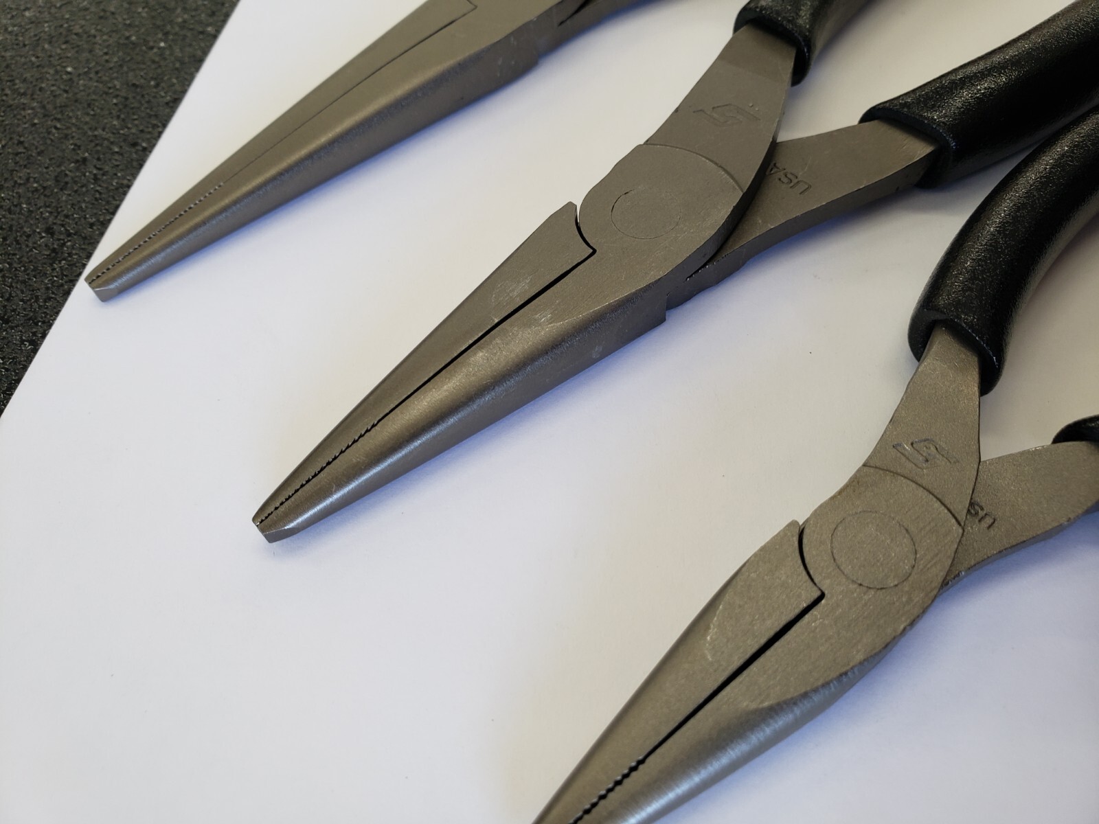 Snap-on Tools USA NEW 3 Piece BLACK Soft Grip Needle Nose Pliers Lot Set