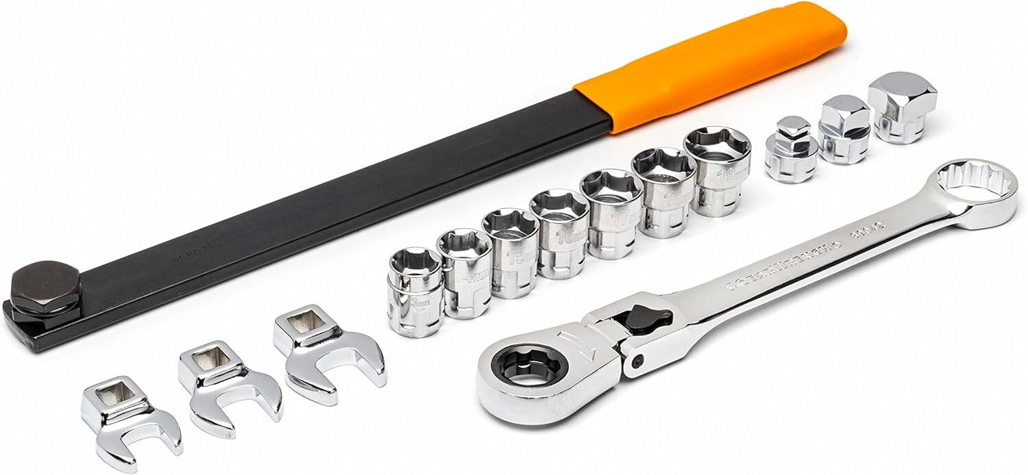 GEARWRENCH 89000 – 15 Pc. Serpentine Belt Tool Set w Locking Flex Head Wrench