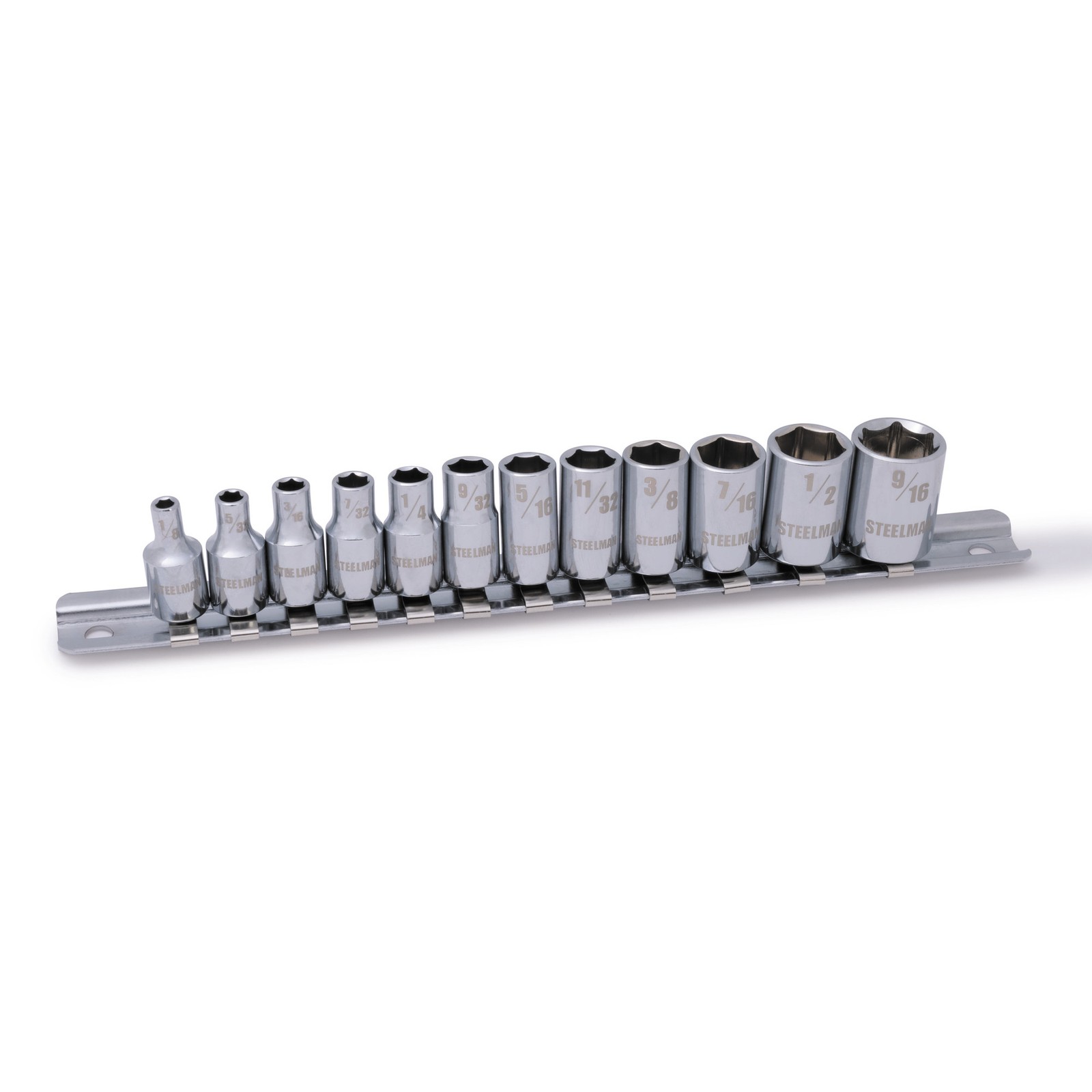 Steelman Pro 12-pc 1/4 in. Drive Shallow Depth 6-pt Chrome SAE Socket Set 78154