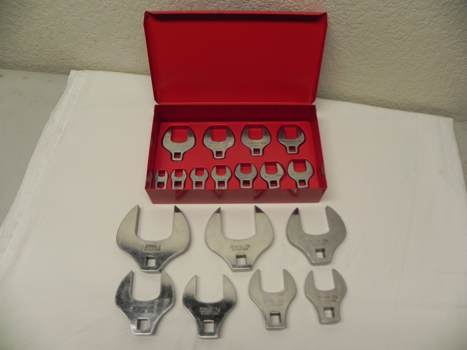 Snap-On 18 Pc 1/2» & 3/8» Dr SAE Open-End Crowfoot Wrench Set KRA40 Metal Box