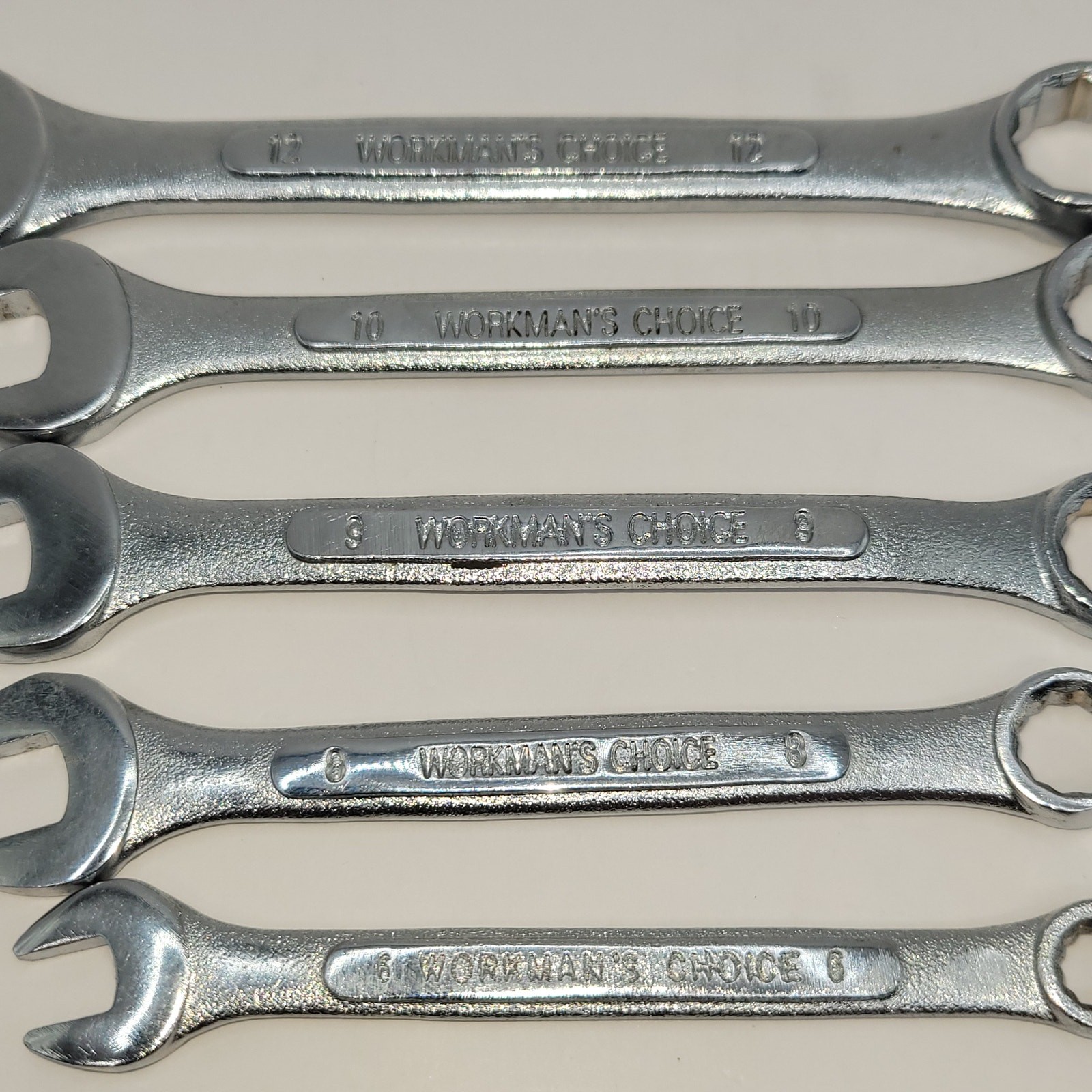 5 – Metric Workman’s Choice 12pt combination wrenches 12 10 9 8 6 Taiwan