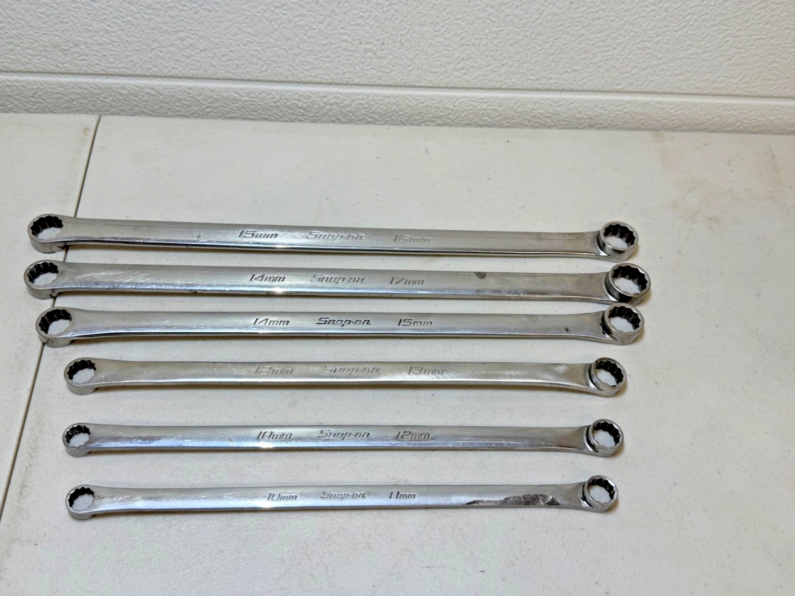 6 Piece Snap On XDHFM Metric 12 Point 0° Offset Box Wrench Set 10 – 17mm Used