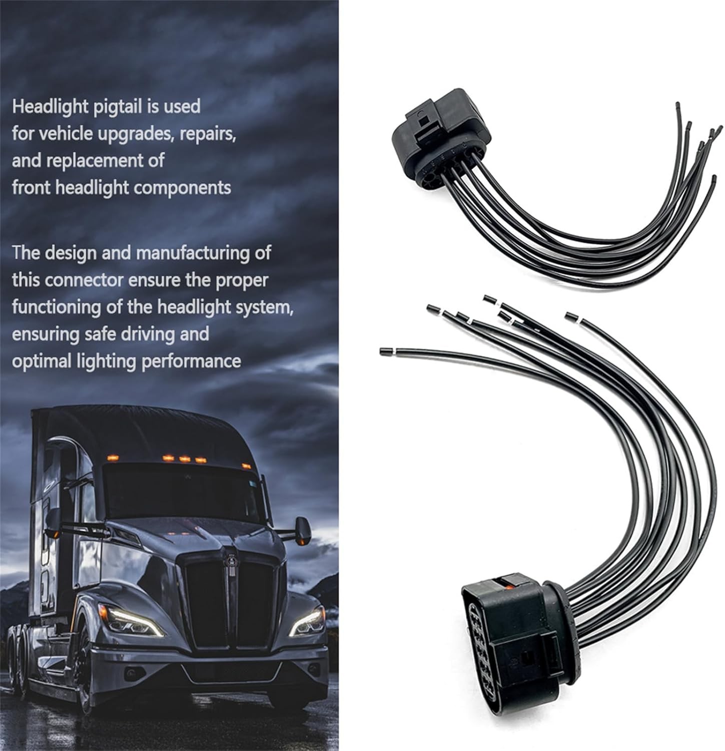 2 Pack Headlight Pigtail Connector Compatible with Kenworth T680 Headlight…