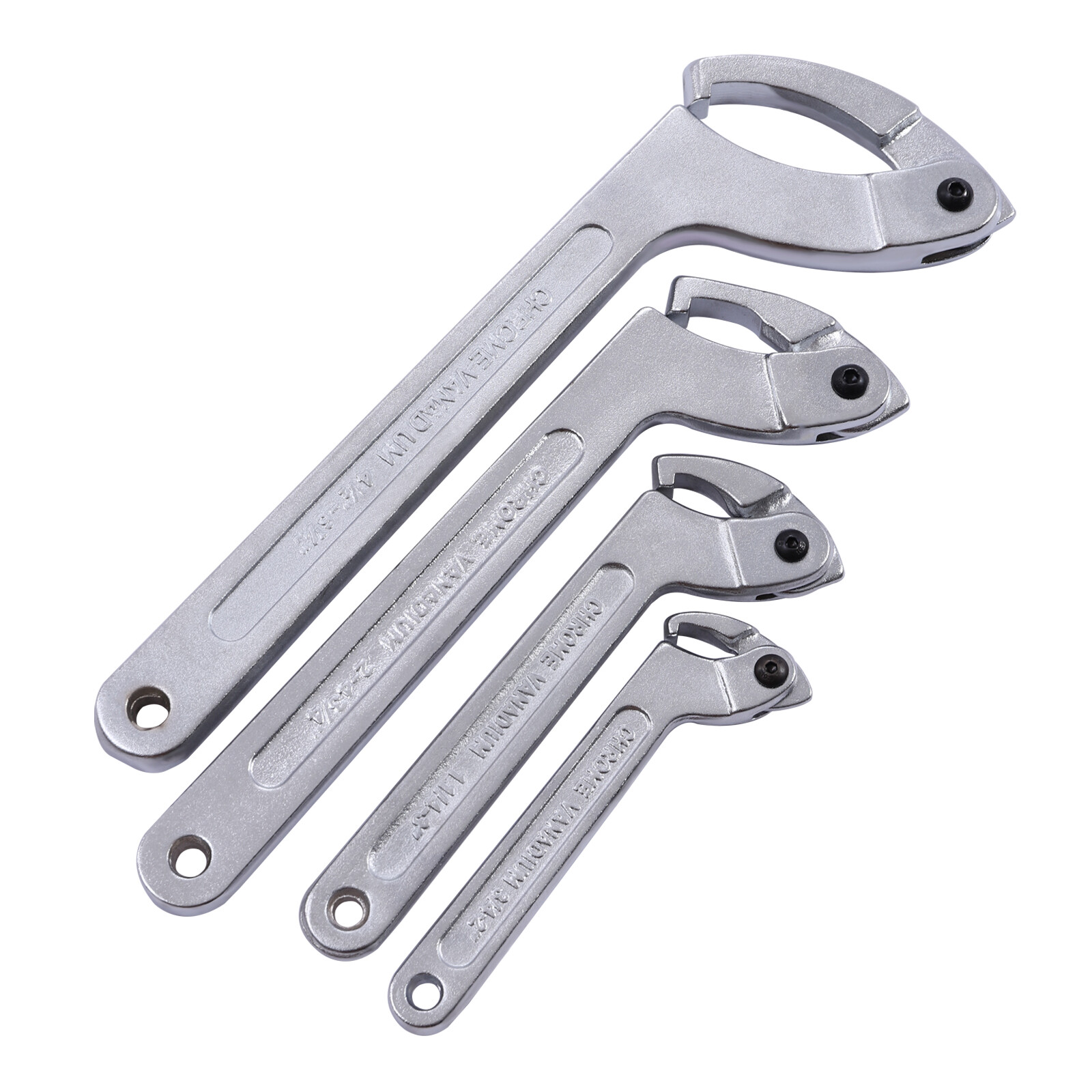4pcs Adjustable Hook & C Pin Spanner Wrench Set Tighten Removing Nut Wrench New